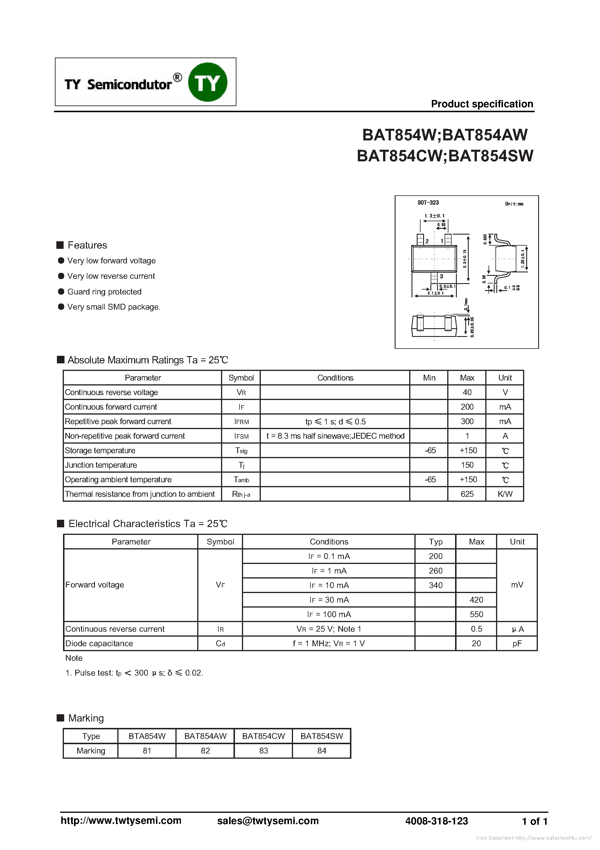 Datasheet BTA854W - page 1