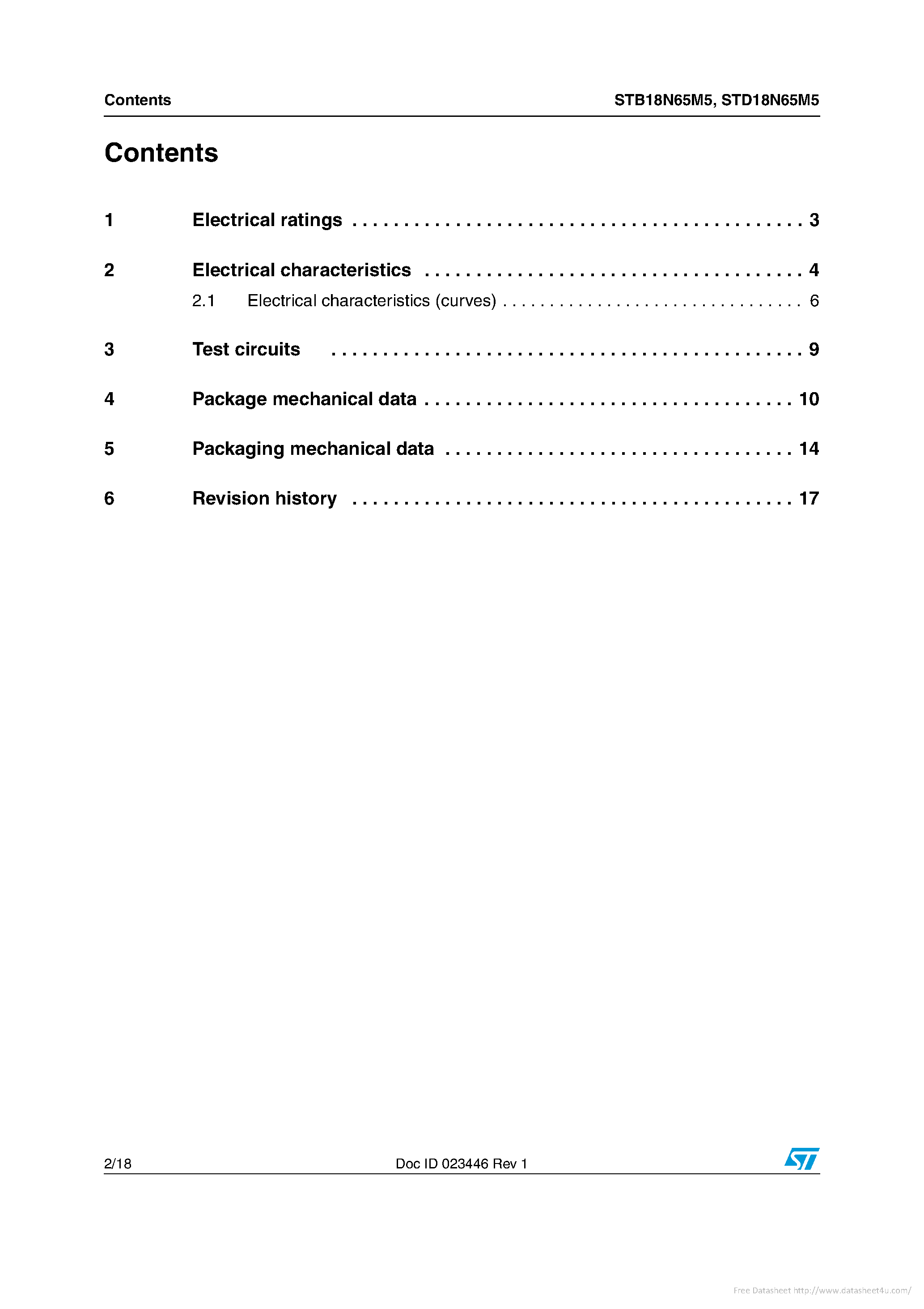 Datasheet STD18N65M5 - page 2