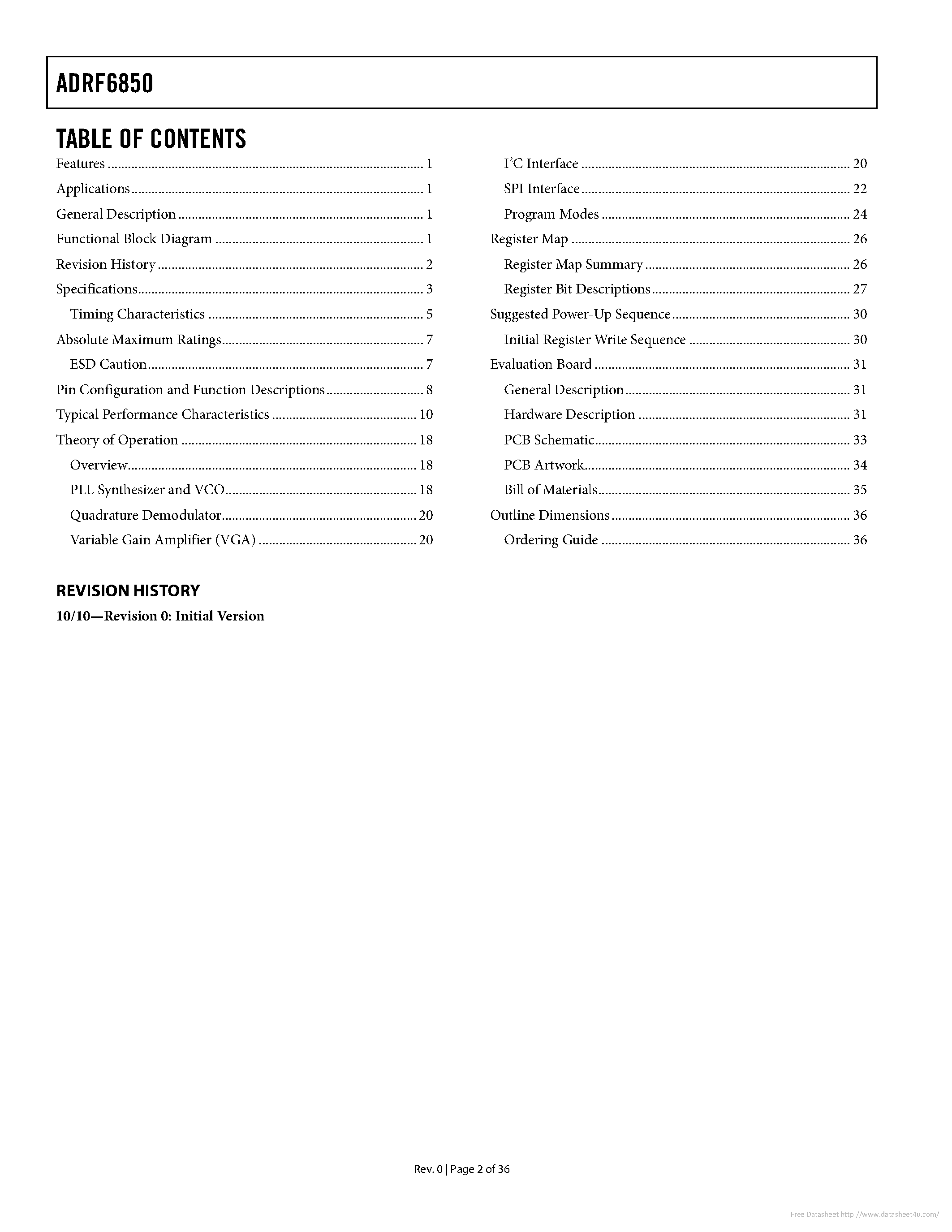 Datasheet ADRF6850 - page 2