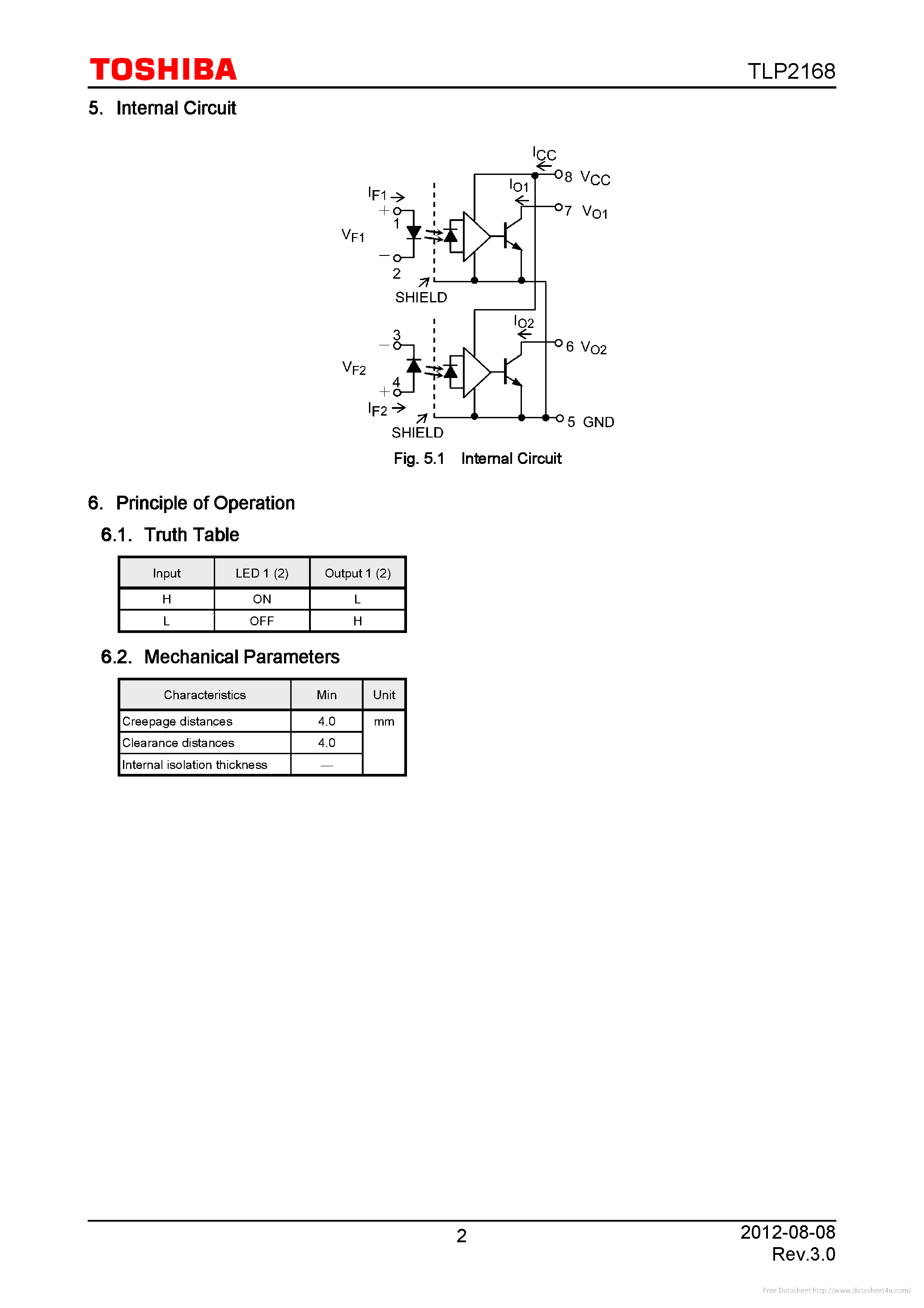 Datasheet TLP2168 page 2 Datasheet TLP2168 - page 2