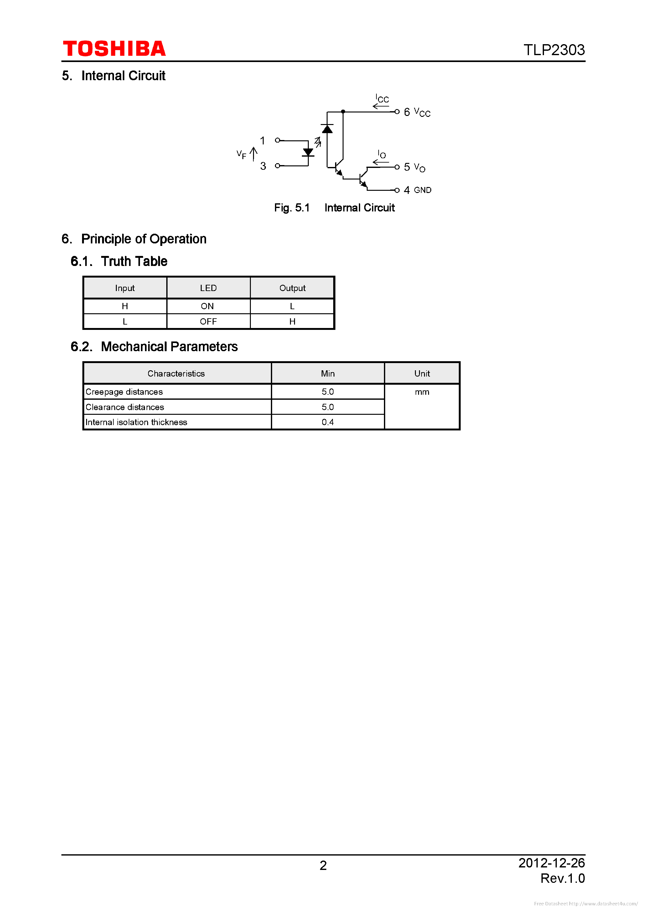 Datasheet TLP2303 page 2 Datasheet TLP2303 - page 2