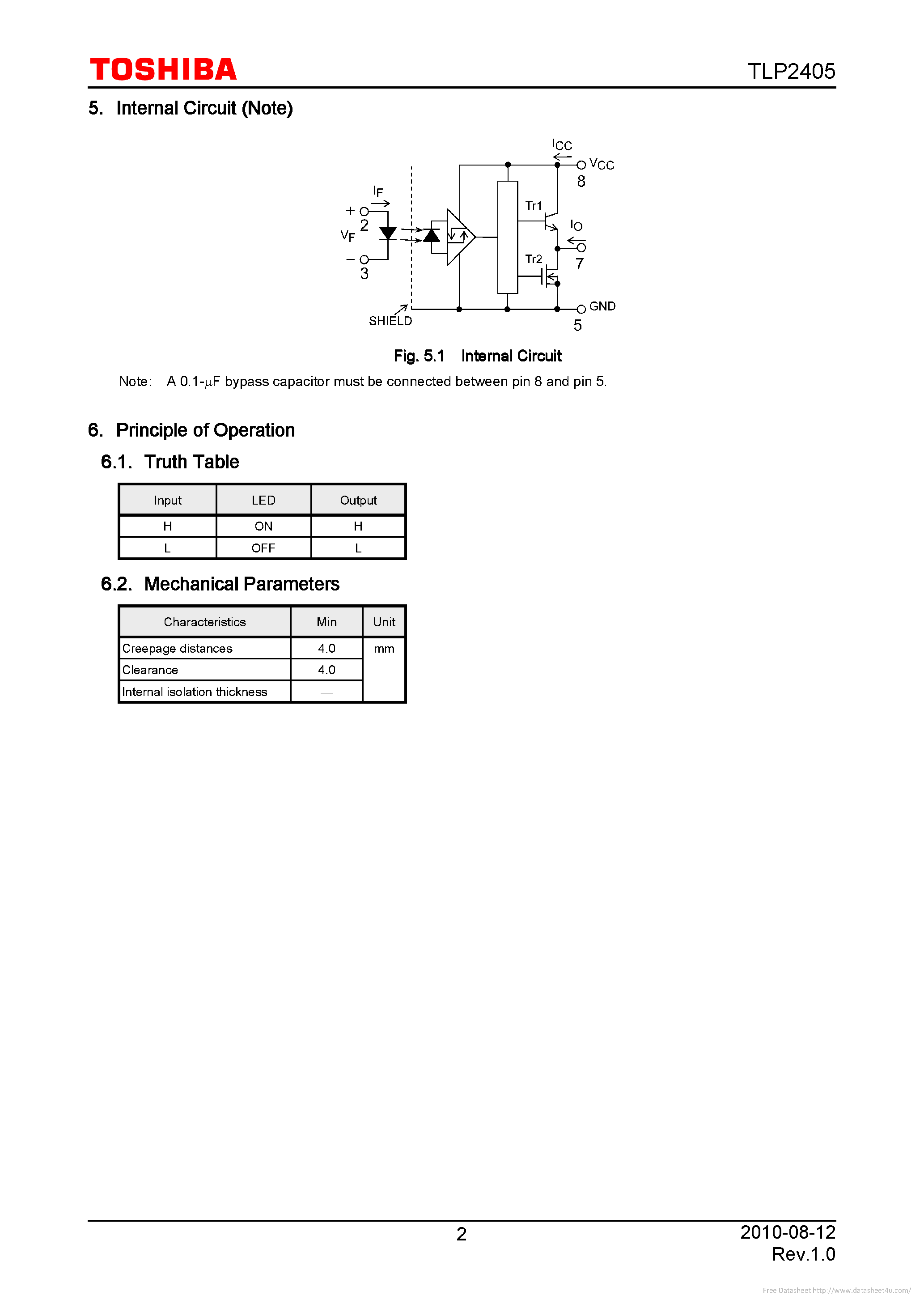 Datasheet TLP2405 page 2 Datasheet TLP2405 - page 2