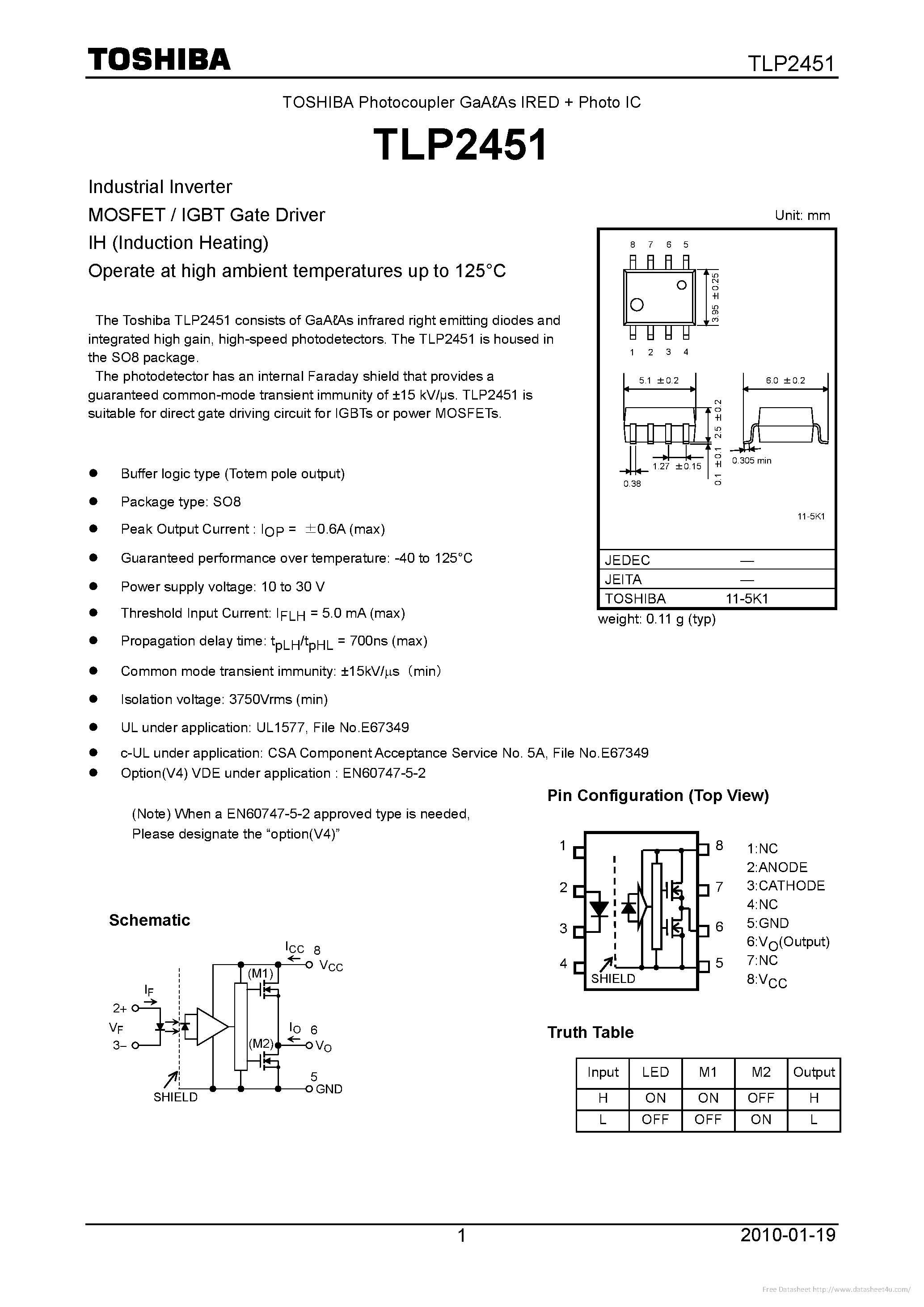 Datasheet TLP2451 - page 1