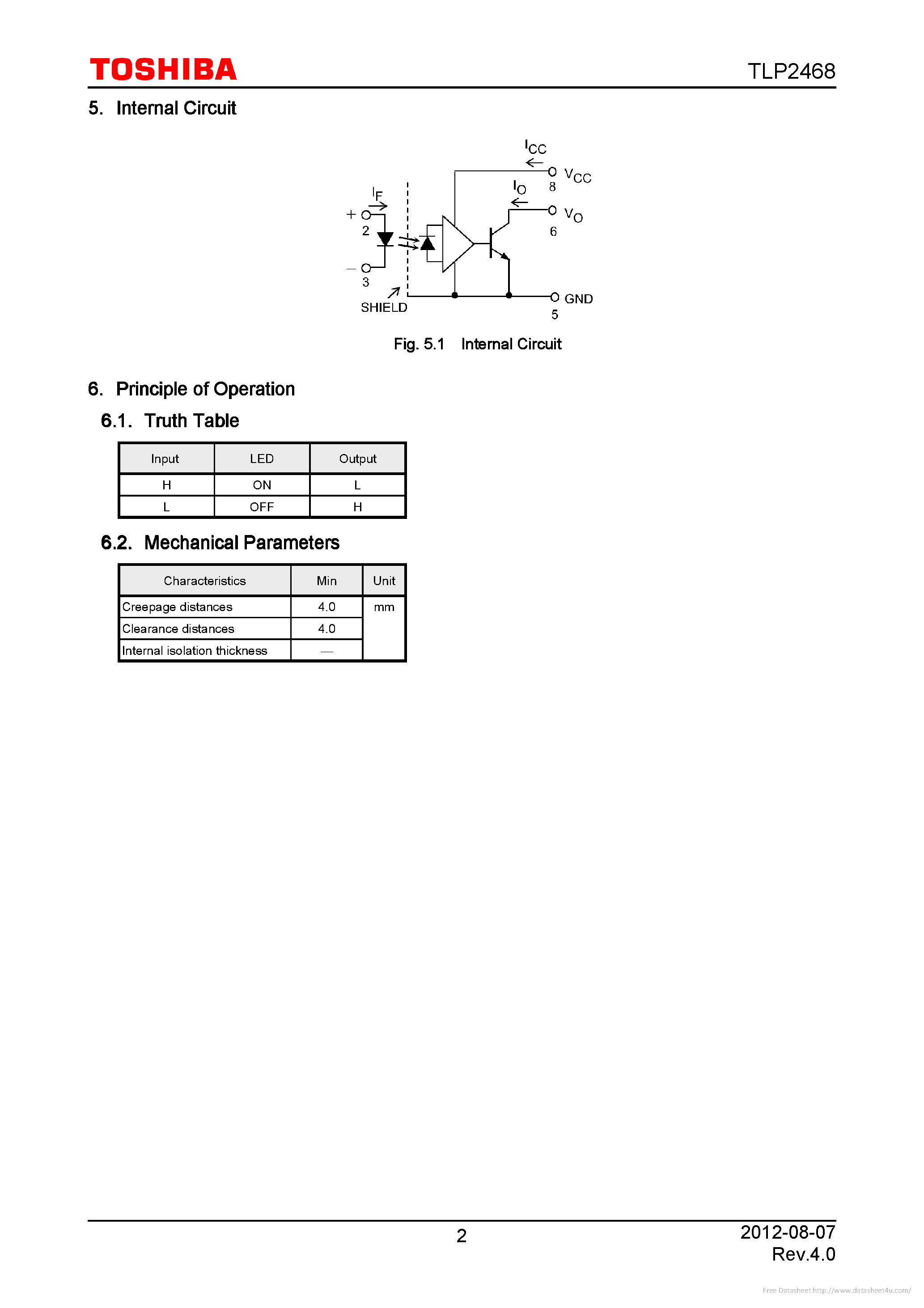 Datasheet TLP2468 page 2 Datasheet TLP2468 - page 2