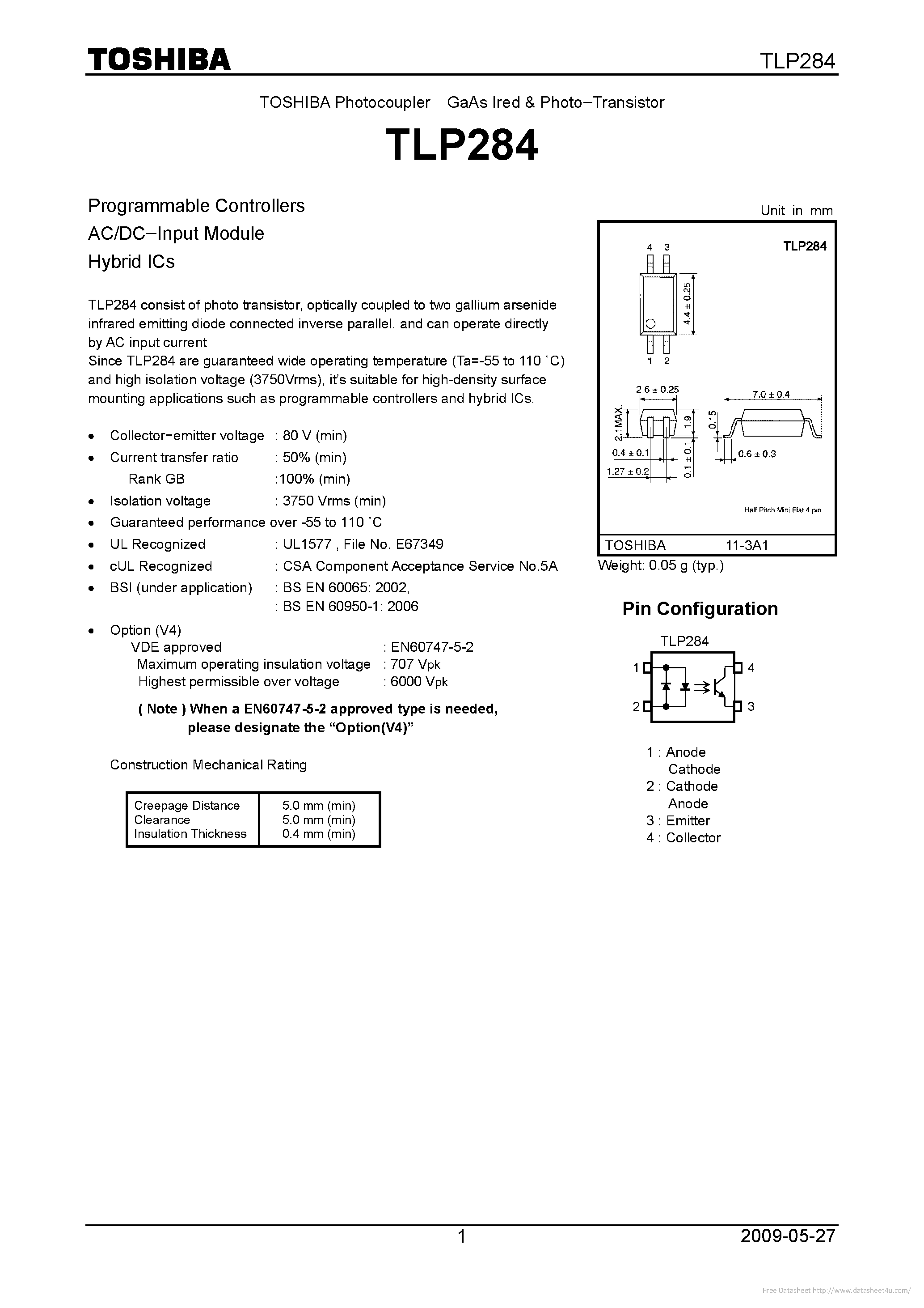 Datasheet TLP284 - page 1
