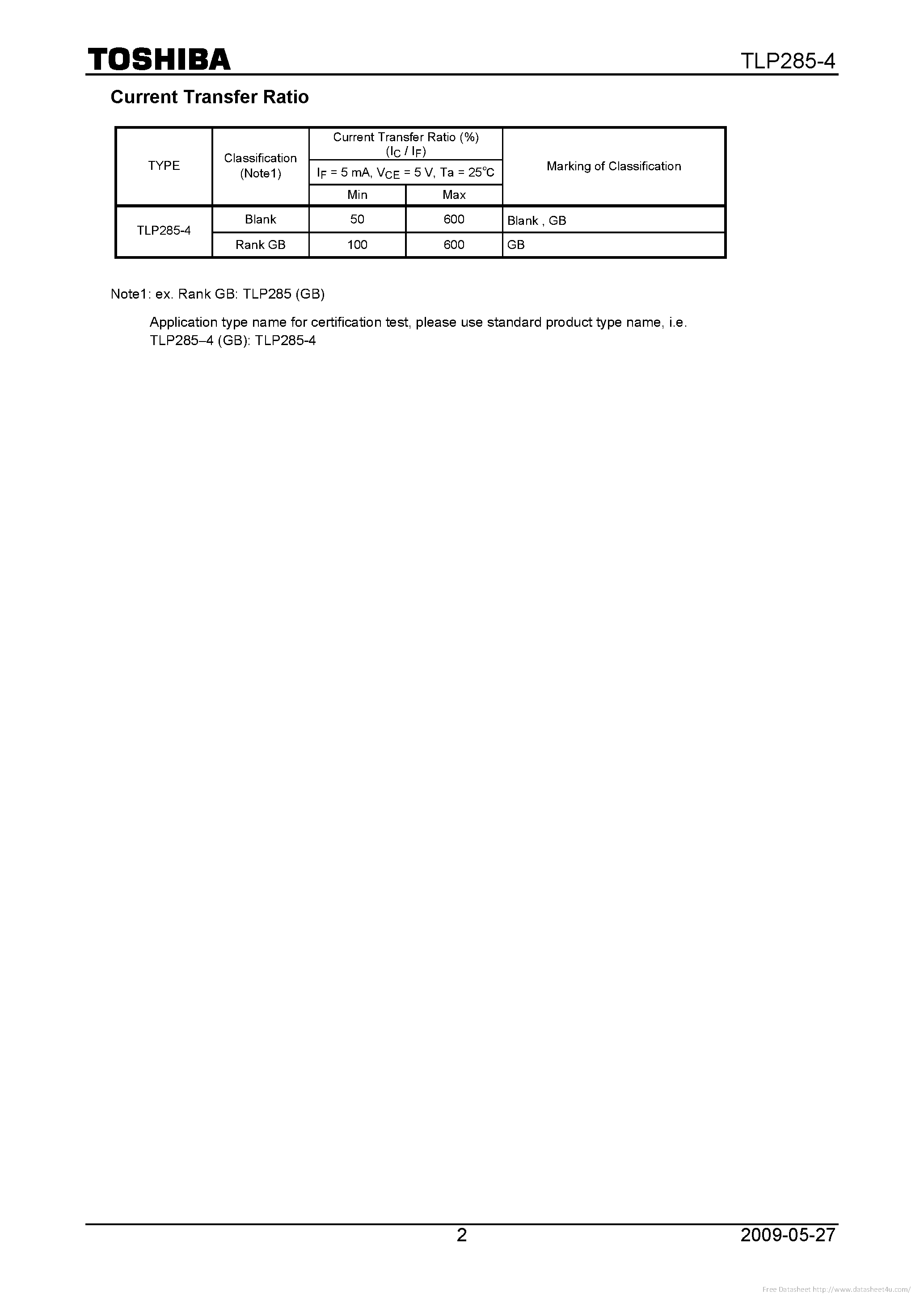 Datasheet TLP285-4 page 2 Datasheet TLP285-4 - page 2