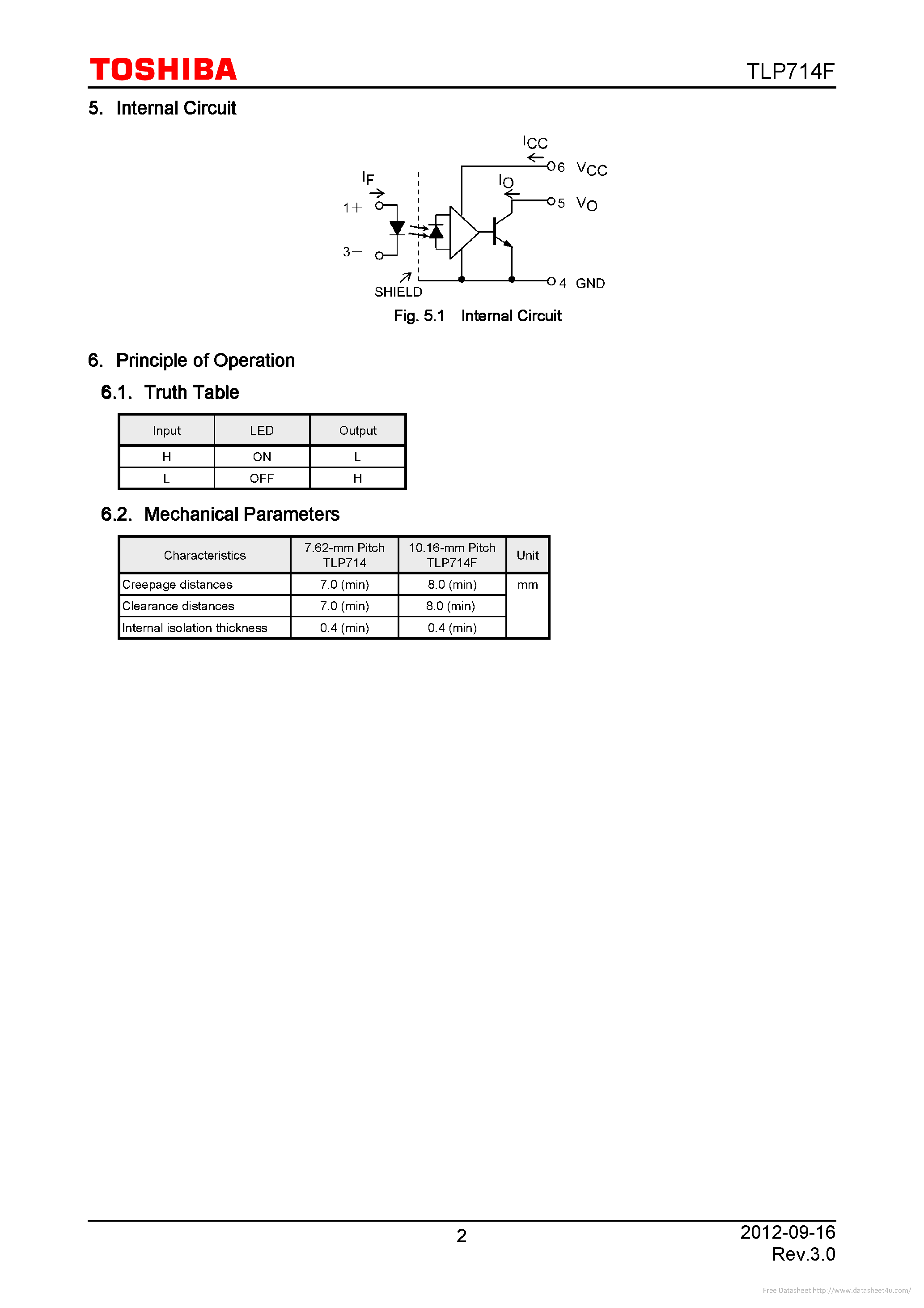 Datasheet TLP714F page 2 Datasheet TLP714F - page 2