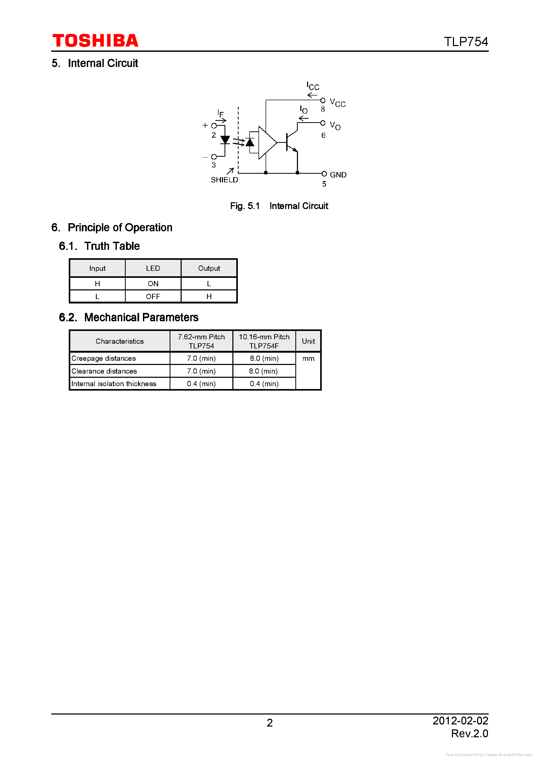 Даташит на микросхему TLP754 страница 2 Даташит TLP754 - страница 2
