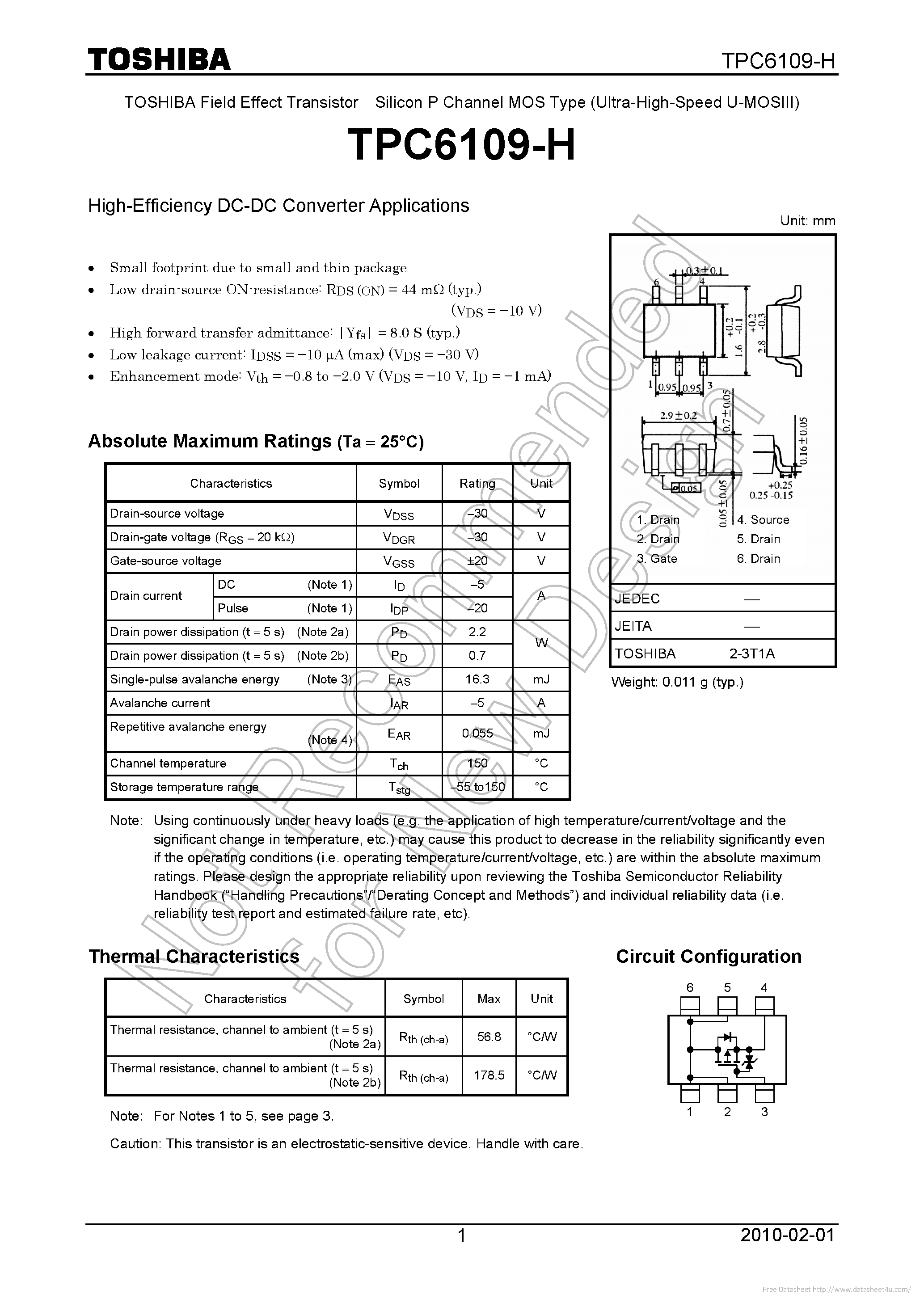 Datasheet TPC6109-H - page 1