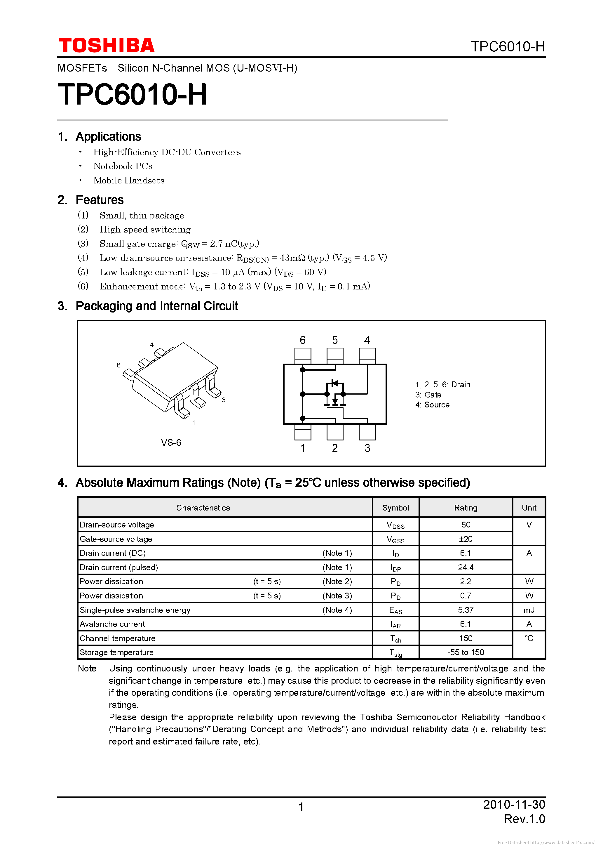 Datasheet TPC6010-H - page 1