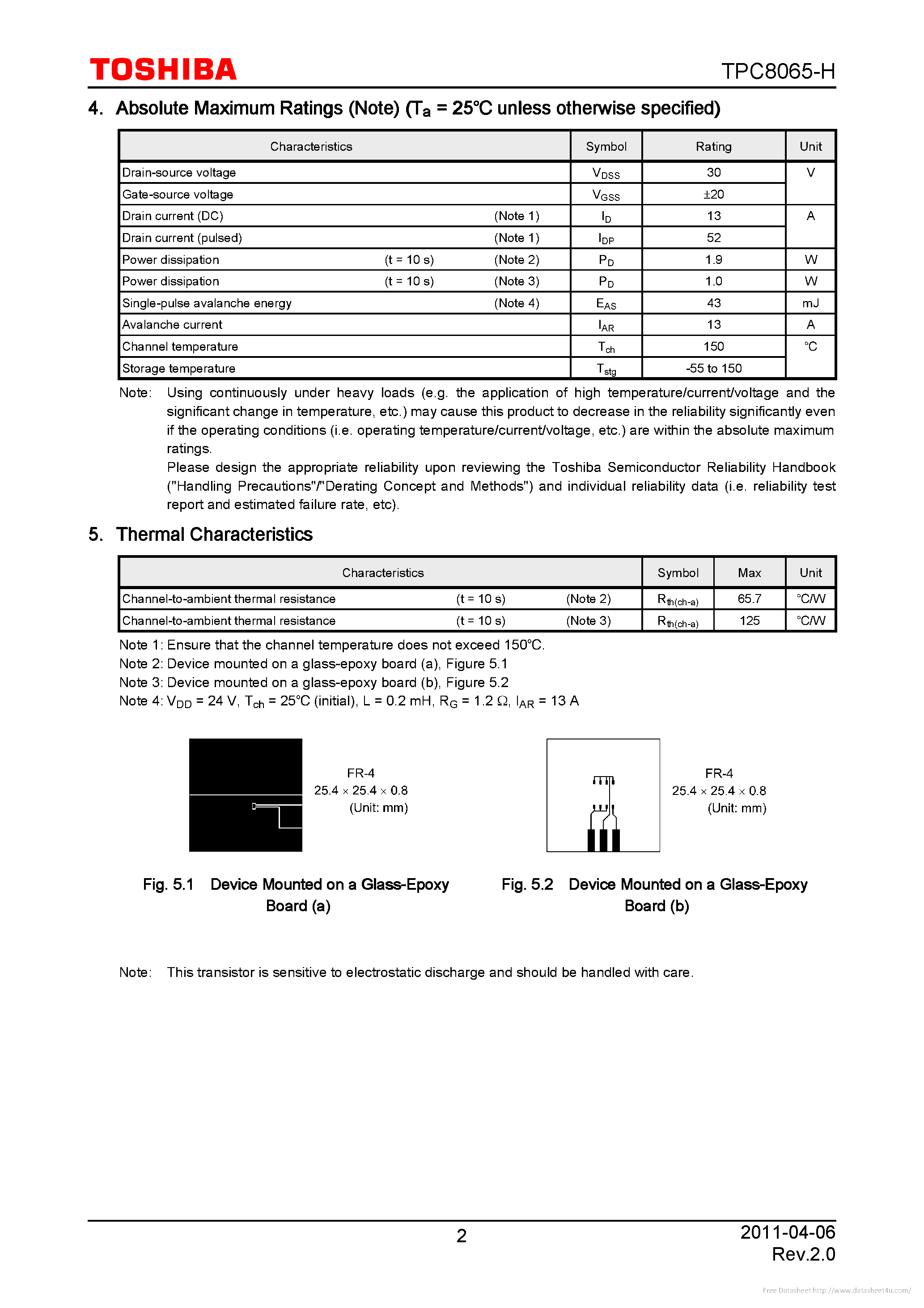 Datasheet TPC8065-H page 2 Datasheet TPC8065-H - page 2
