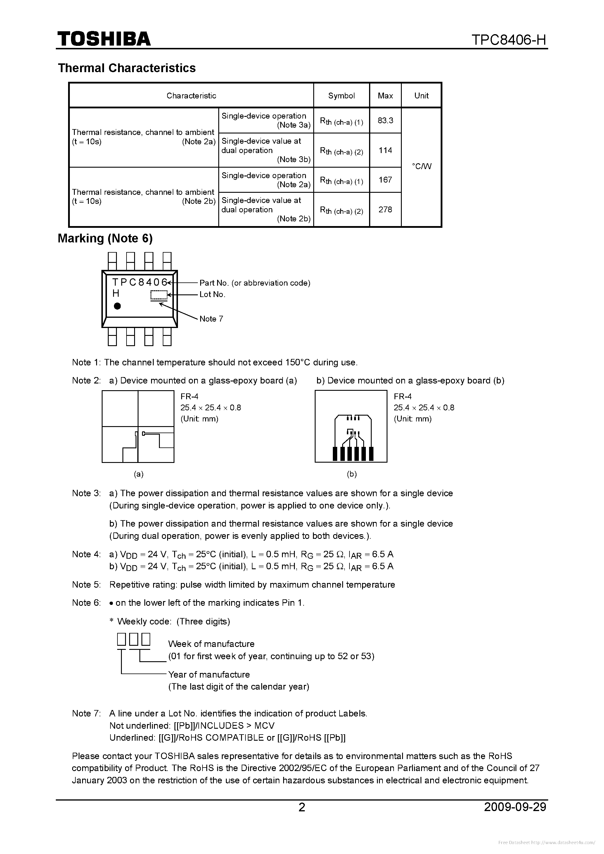 Datasheet TPC8406-H page 2 Datasheet TPC8406-H - page 2