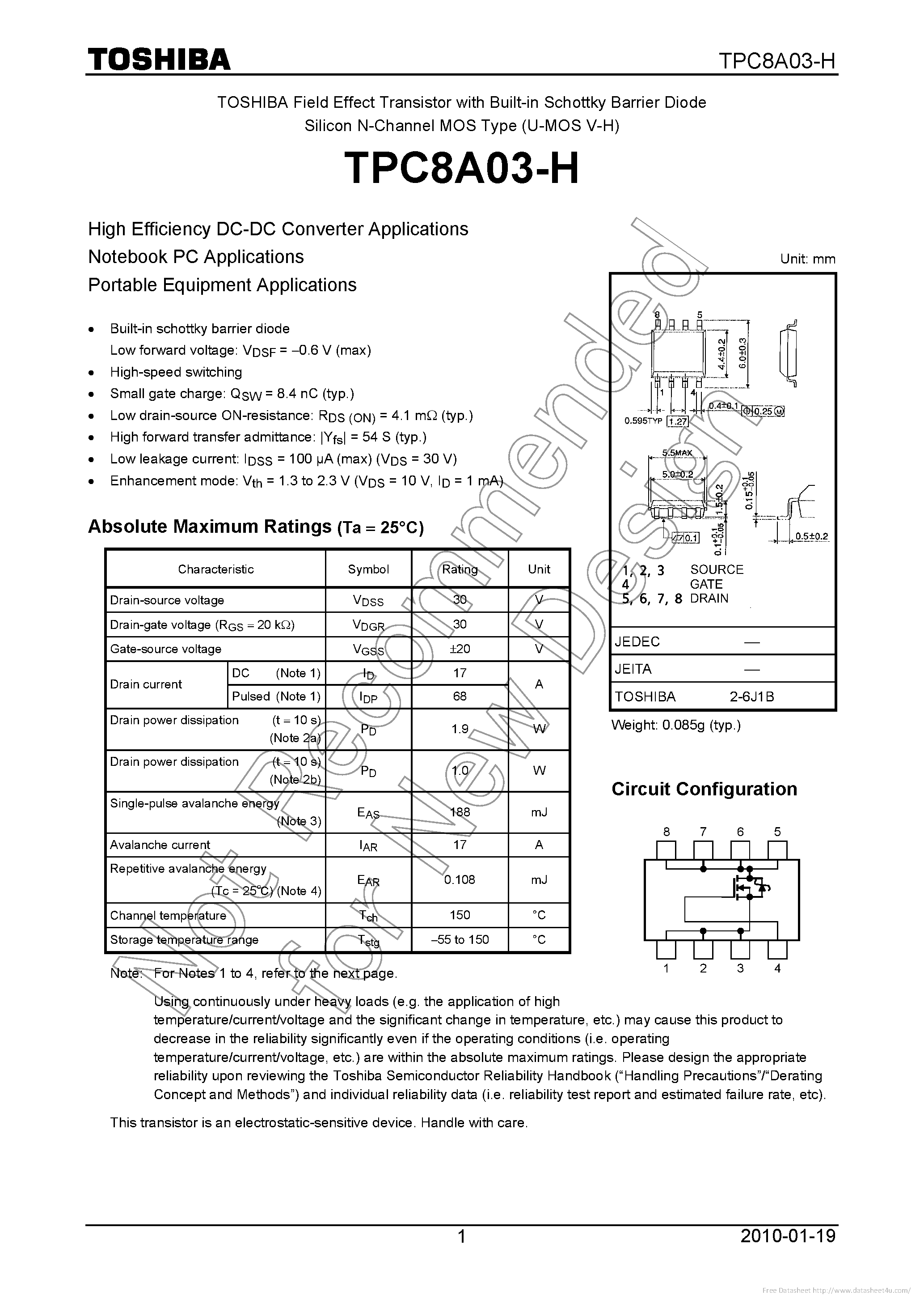 Datasheet TPC8A03-H - page 1