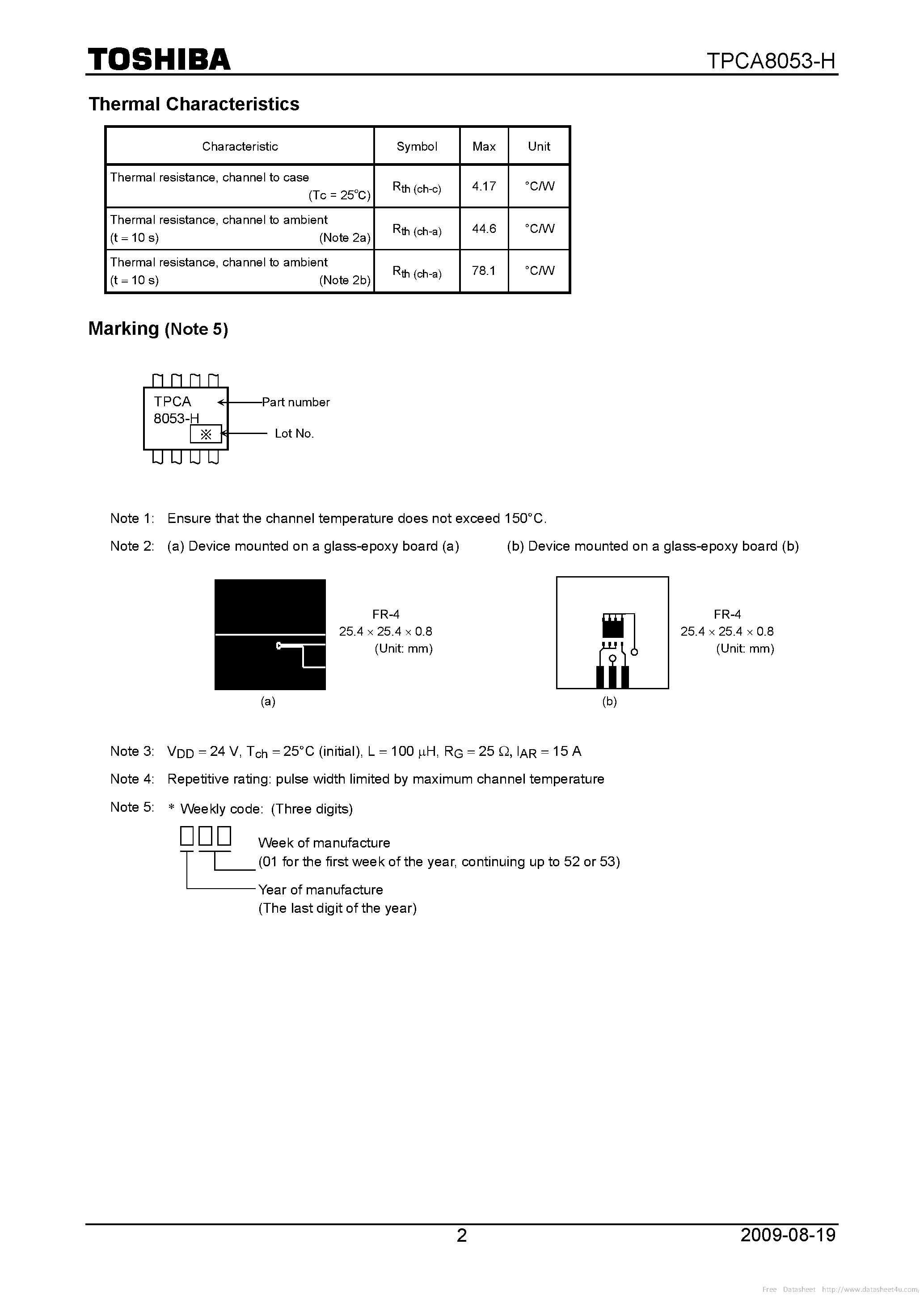 Datasheet TPCA8053-H page 2 Datasheet TPCA8053-H - page 2