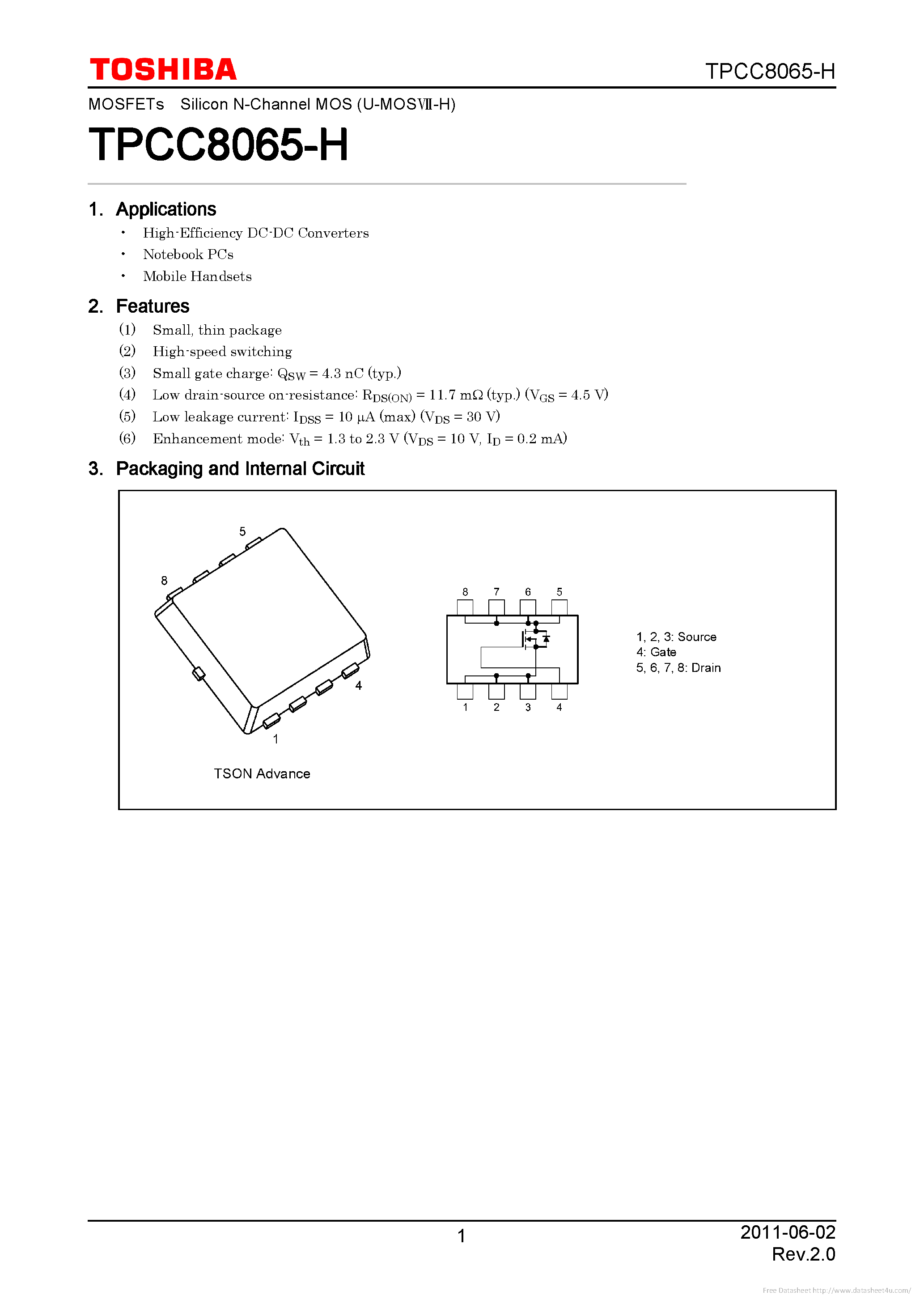 Datasheet TPCC8065-H page 1 Datasheet TPCC8065-H - page 1