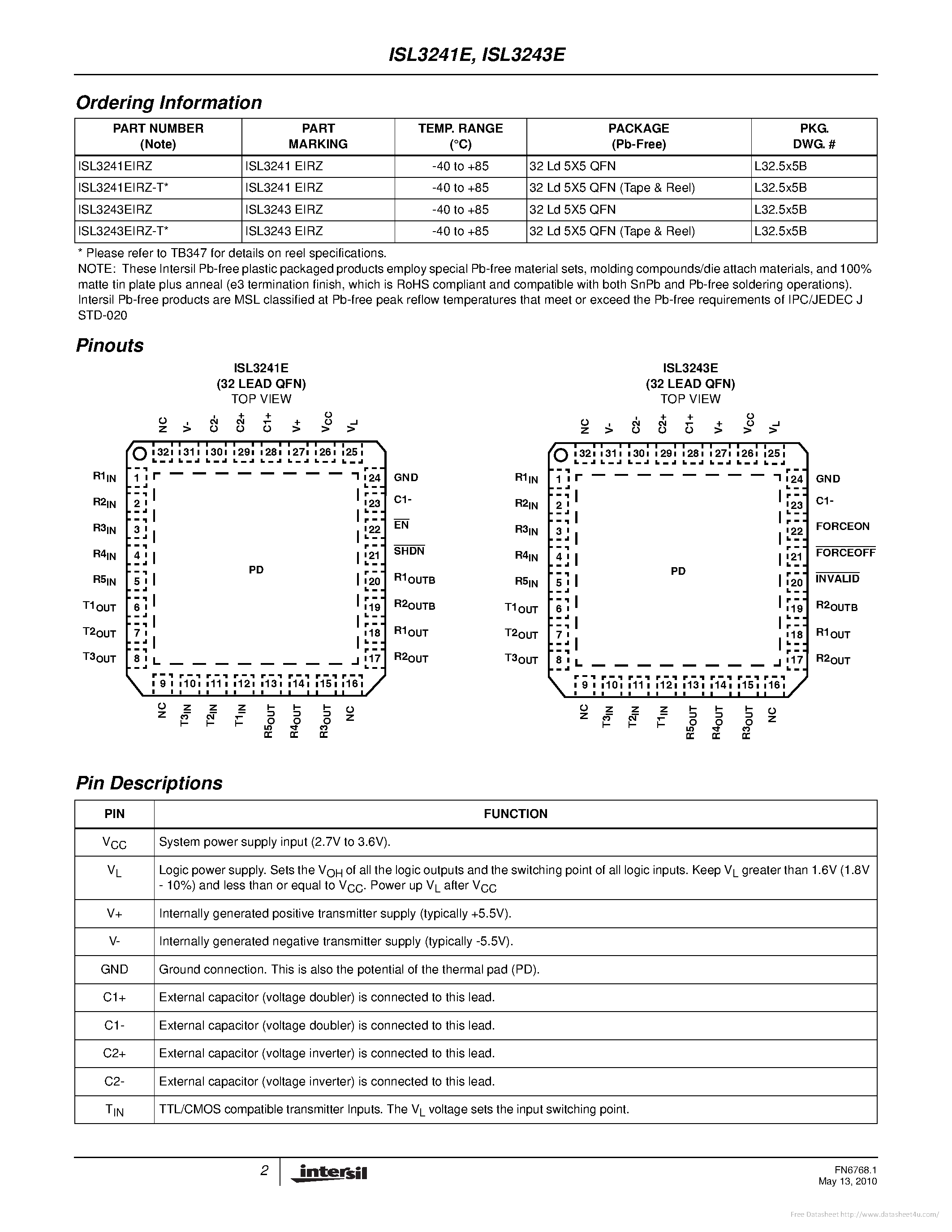 Datasheet ISL3241E page 2 Datasheet ISL3241E - page 2