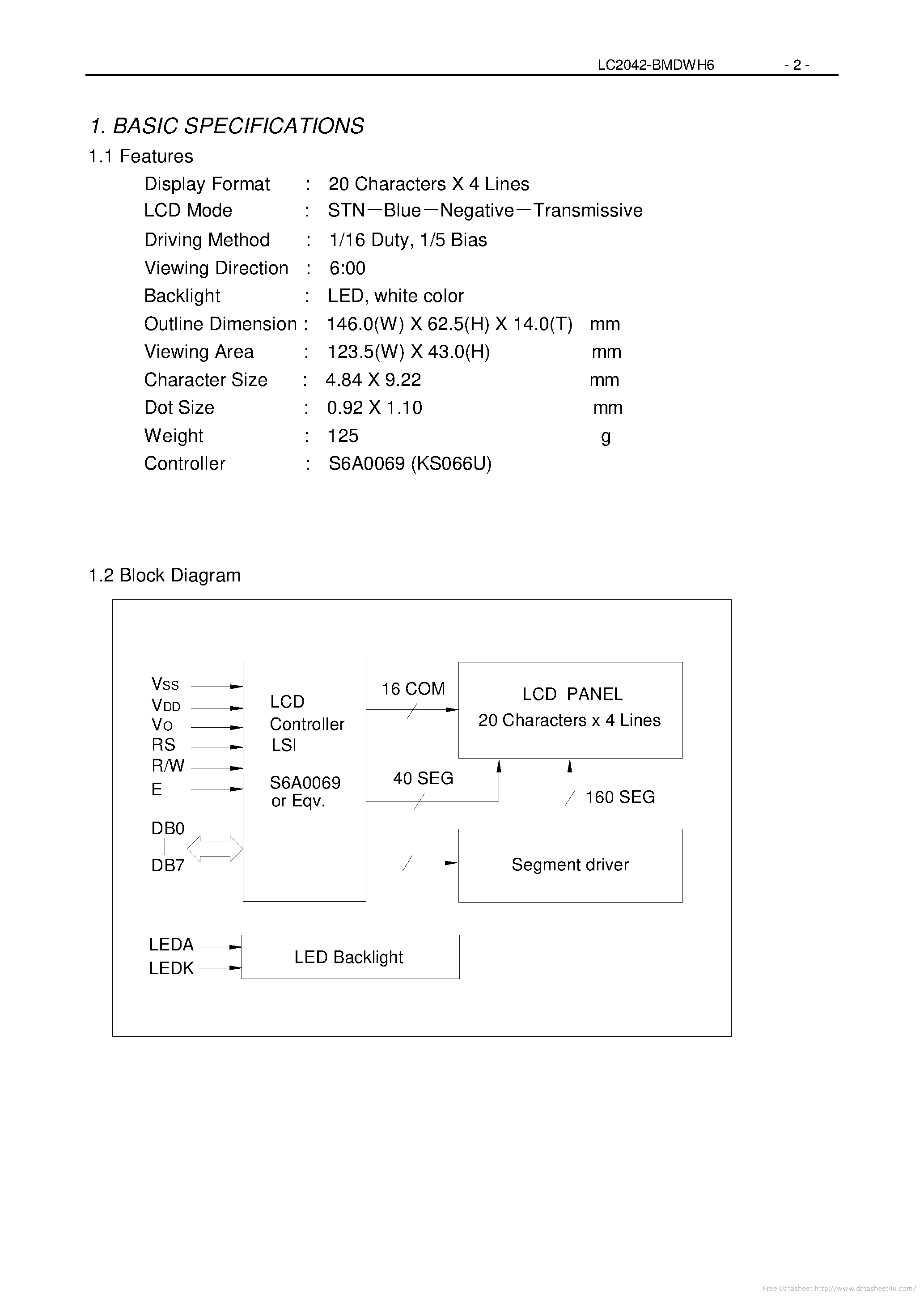 Даташит LC2042-BMDWH6 - страница 2