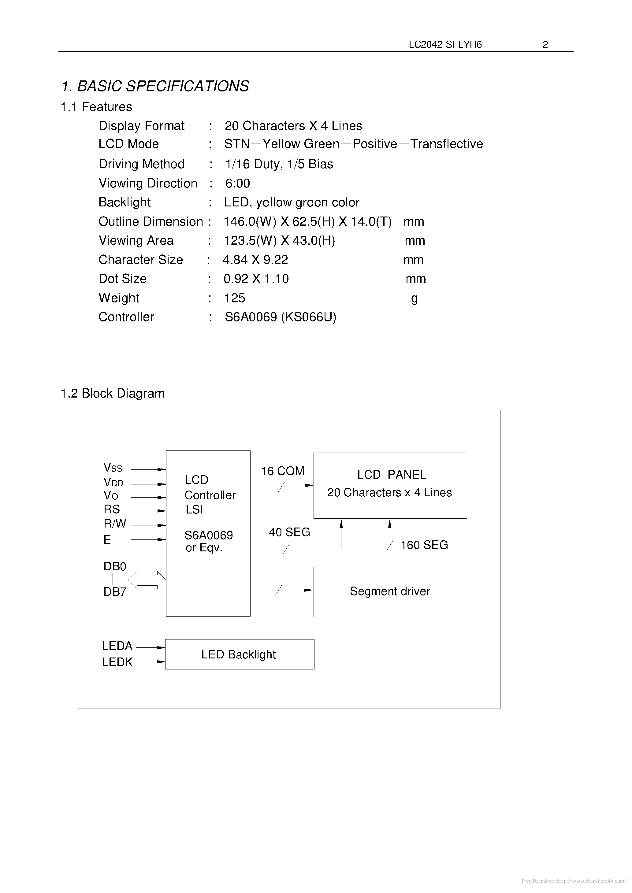 Даташит LC2042-SFLYH6 - страница 2