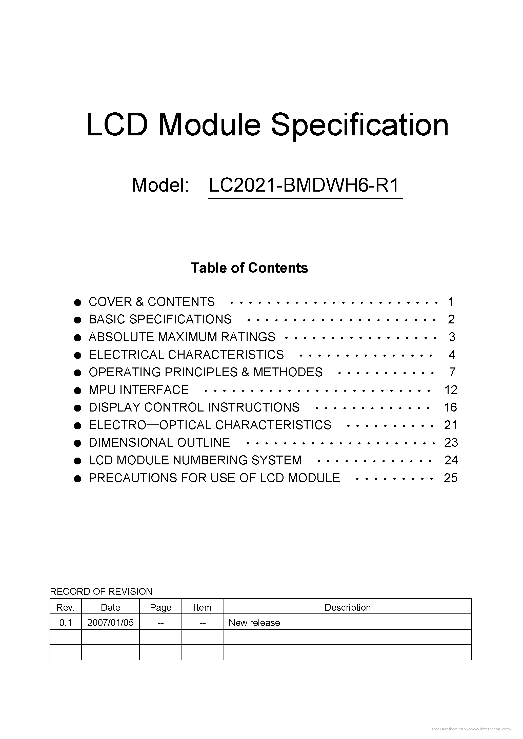 Даташит на микросхему LC2021-BMDWH6-R1 страница 1 Даташит LC2021-BMDWH6-R1 - страница 1