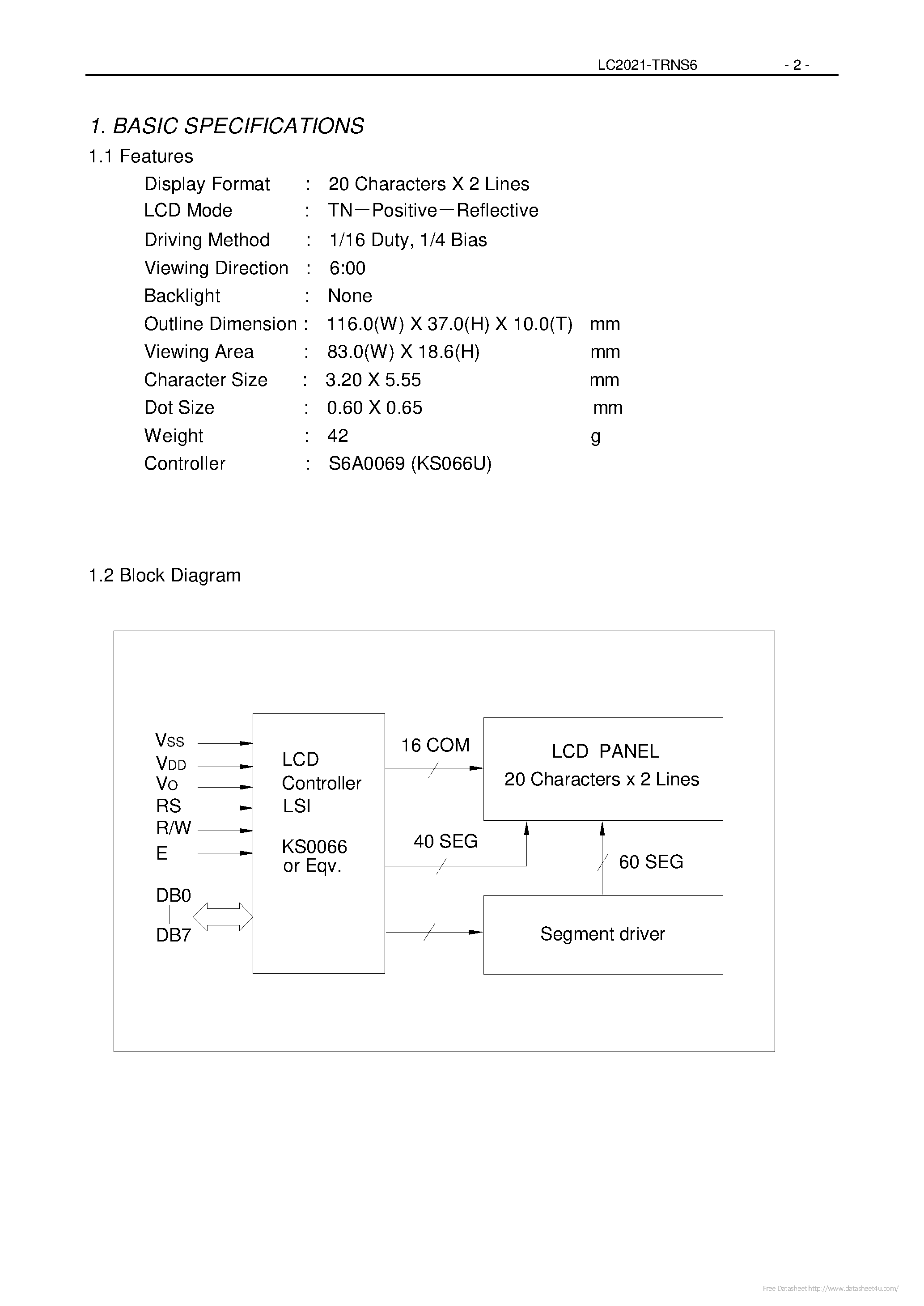 Даташит LC2021-TRNH6 - страница 2
