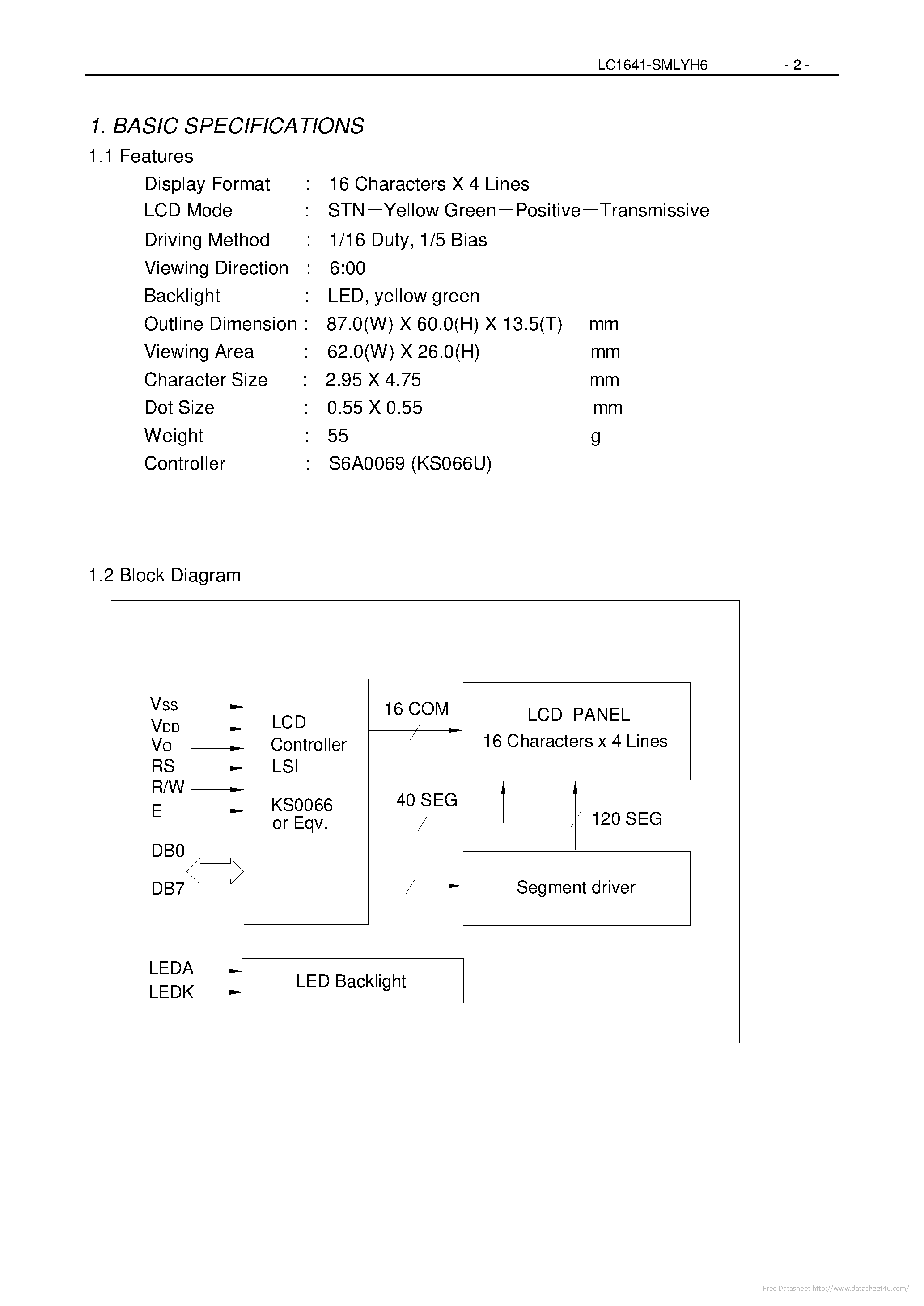 Даташит на микросхему LC1641-SMLYH6 страница 2 Даташит LC1641-SMLYH6 - страница 2