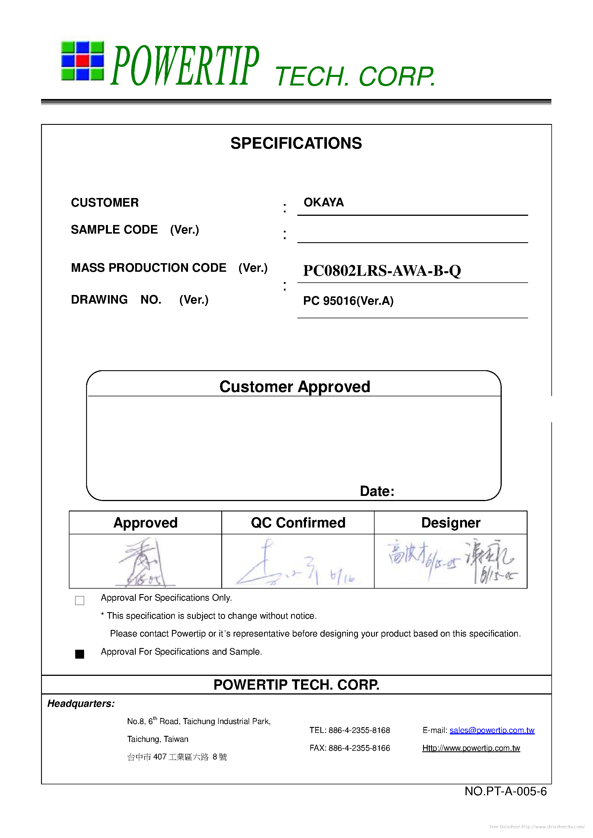 Даташит на микросхему PC0802LRS-AWA-B-Q страница 1 Даташит PC0802LRS-AWA-B-Q - страница 1