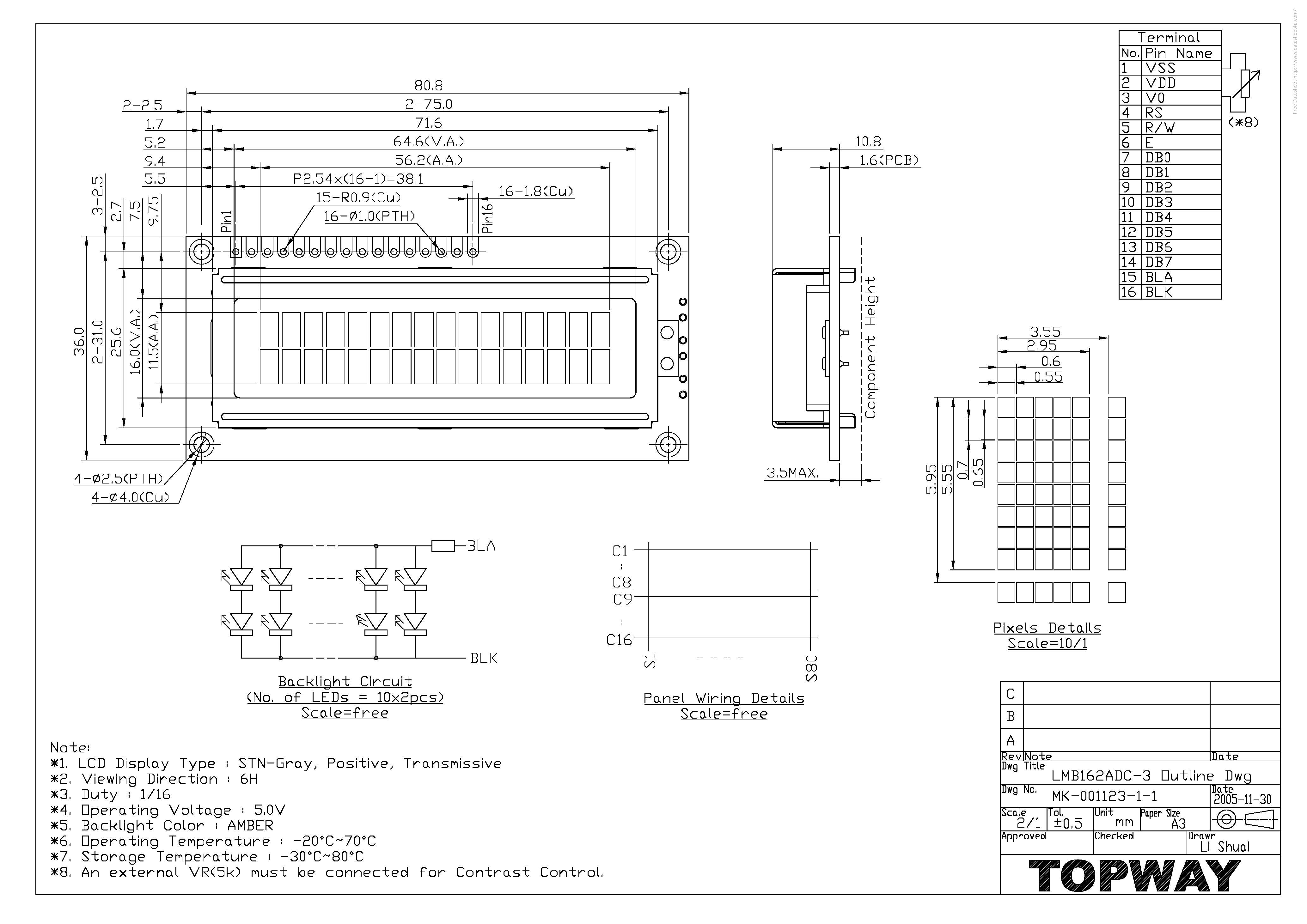 Datasheet LMB162ADC-3 - page 1