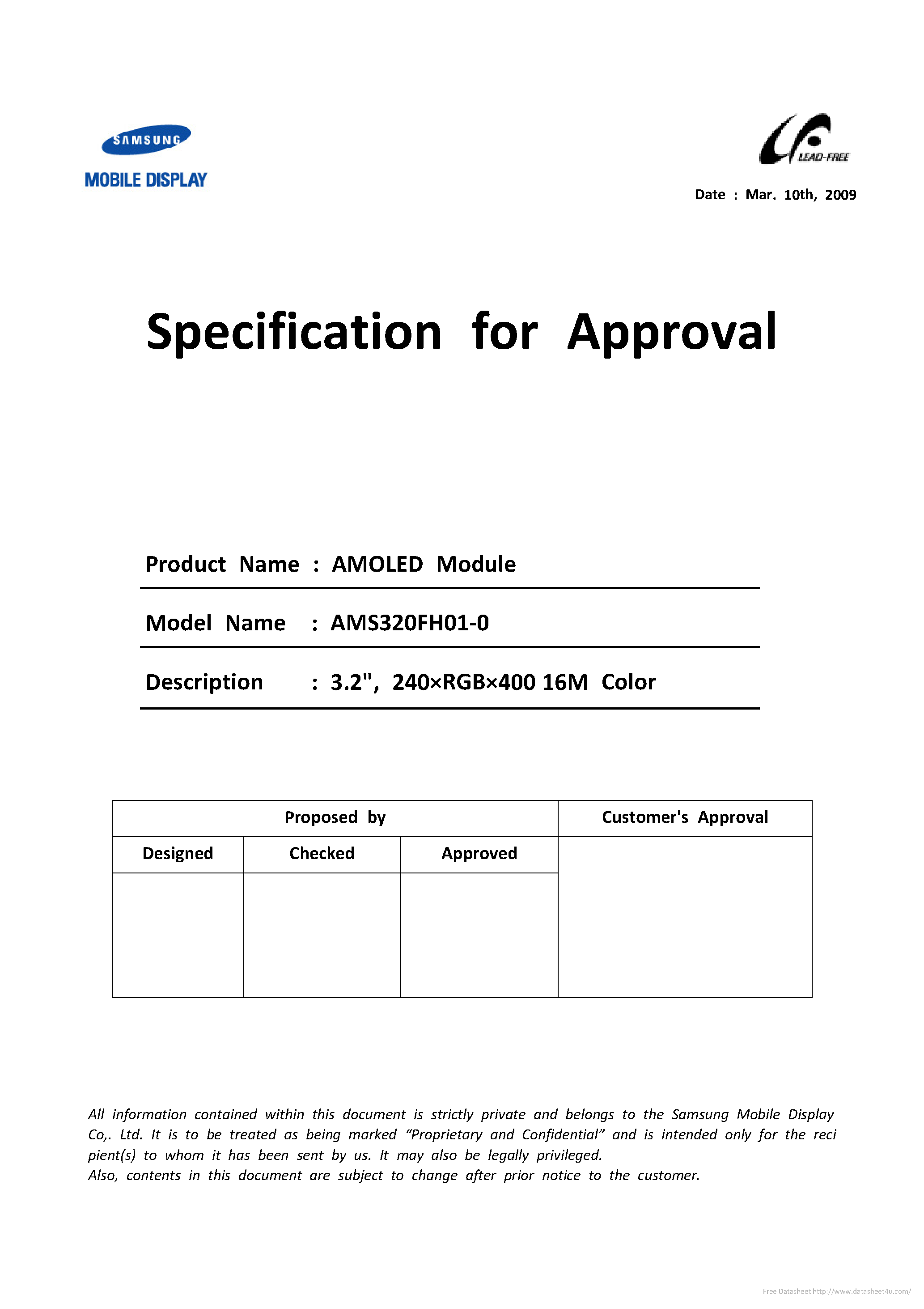 Datasheet AMS320FH01-0 - page 1