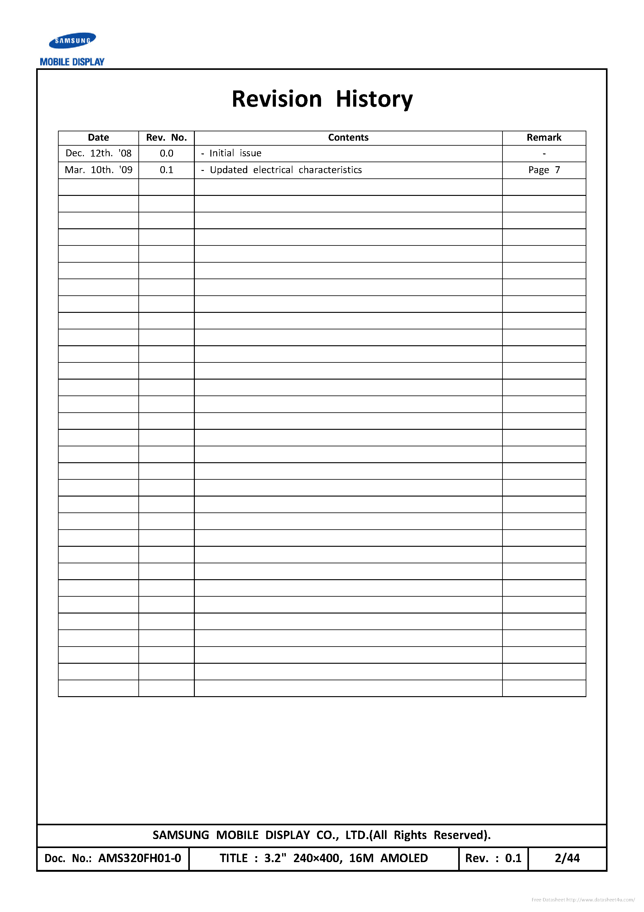 Datasheet AMS320FH01-0 - page 2