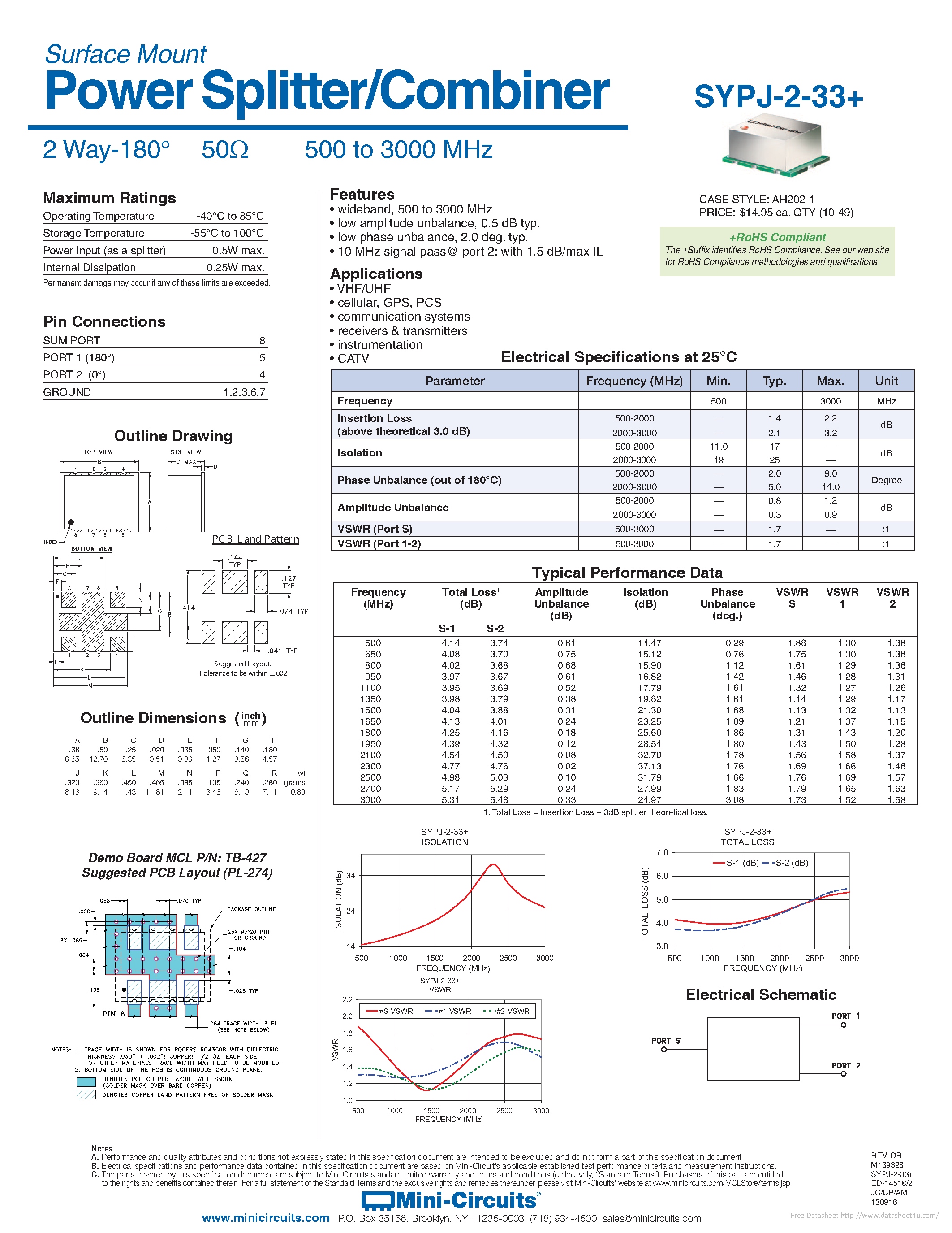 Datasheet SYPJ-2-33+ page 1 Datasheet SYPJ-2-33+ - page 1