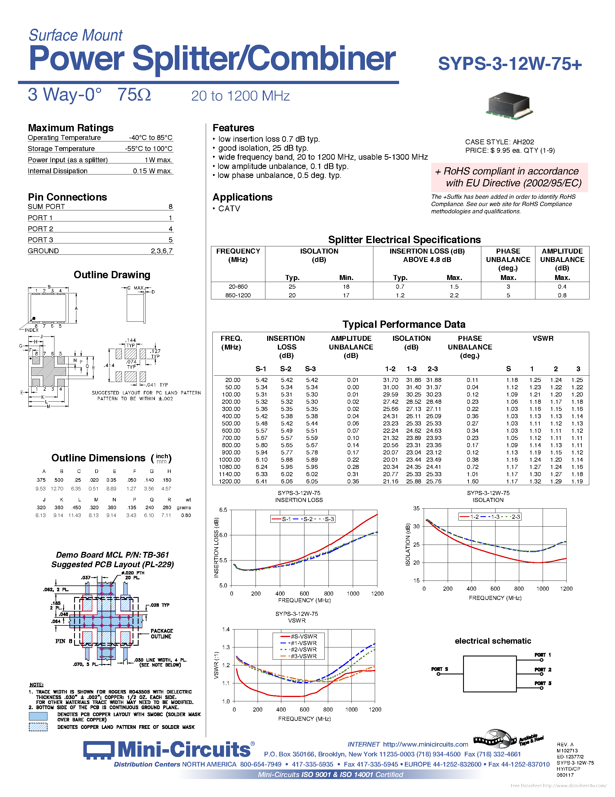 Datasheet SYPS-3-12W-75+ - page 1