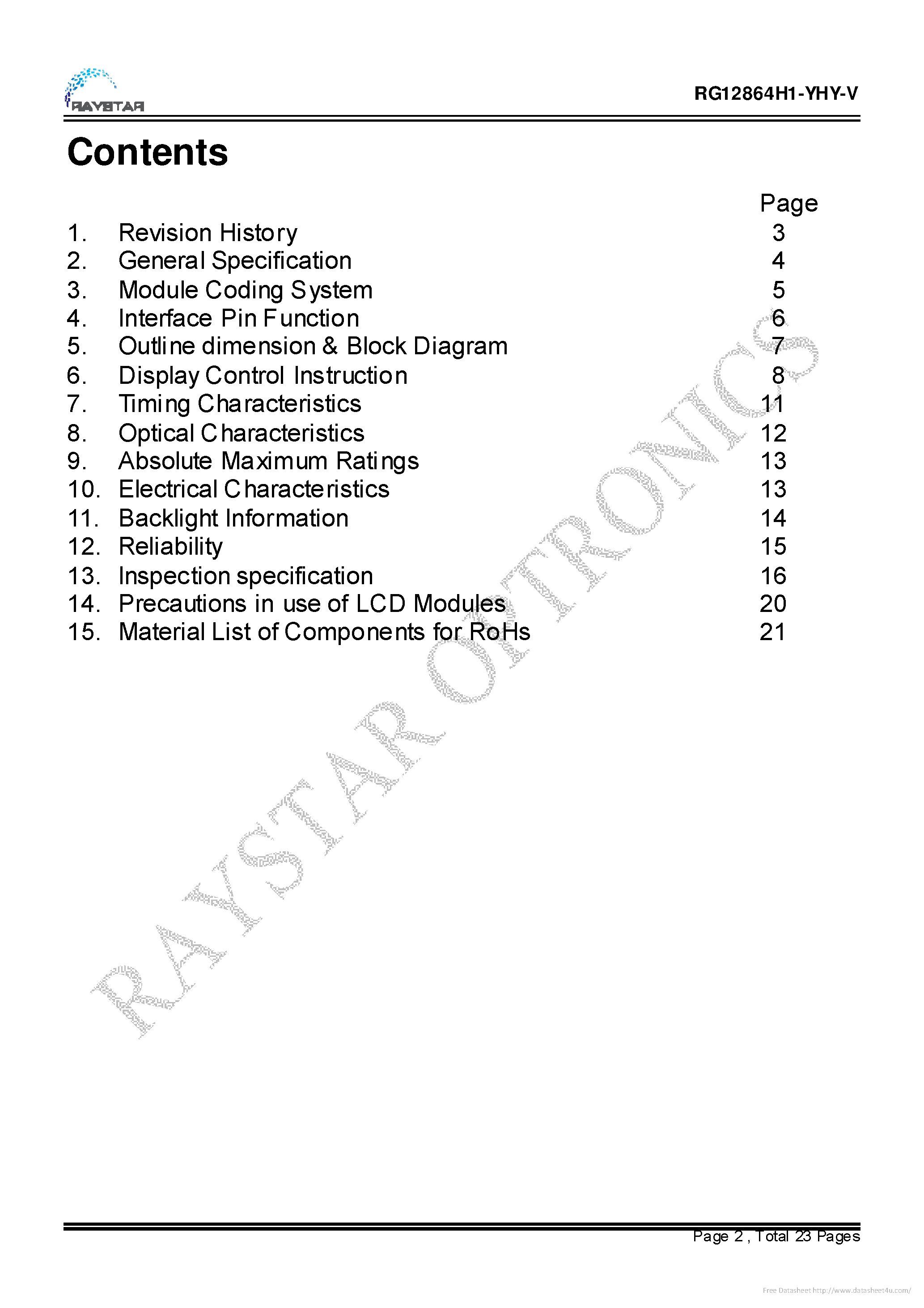 Даташит RG12864H1-YHY-V - страница 2