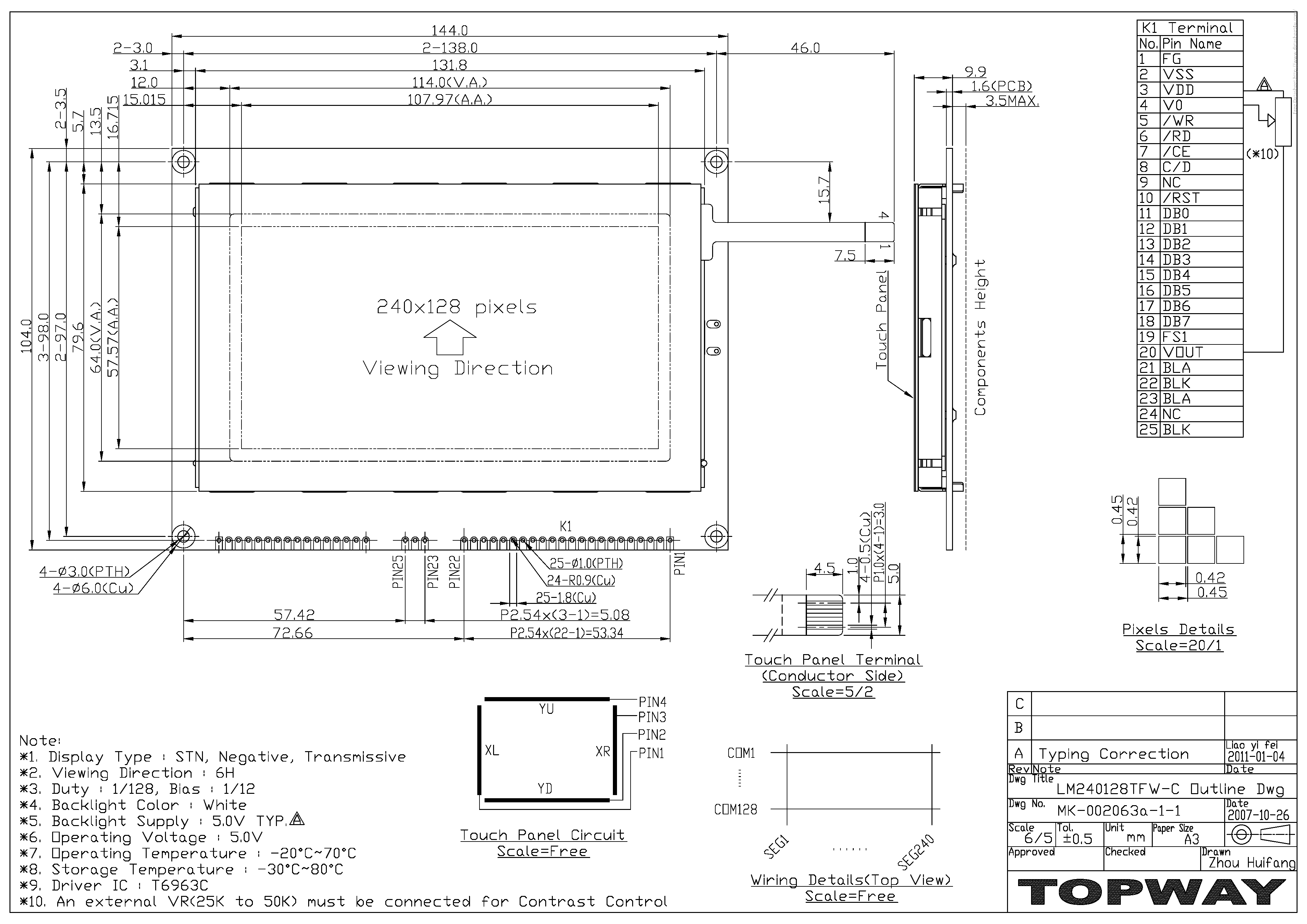 Даташит на микросхему LM240128TFW-C страница 1 Даташит LM240128TFW-C - страница 1