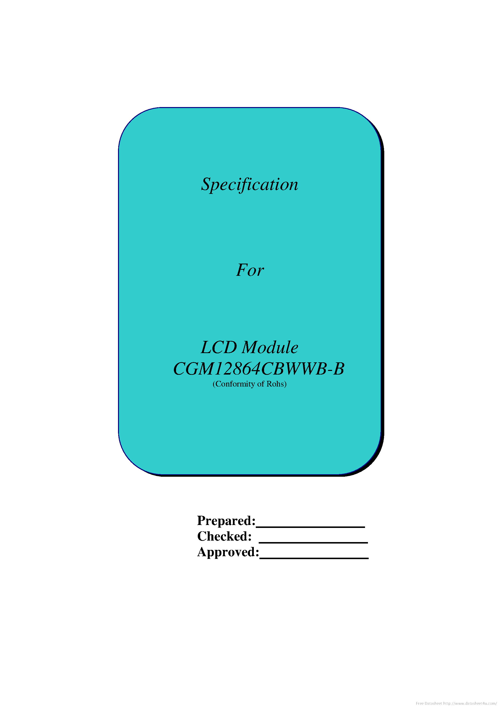 Datasheet CGM12864CBWWB-B page 1 Datasheet CGM12864CBWWB-B - page 1