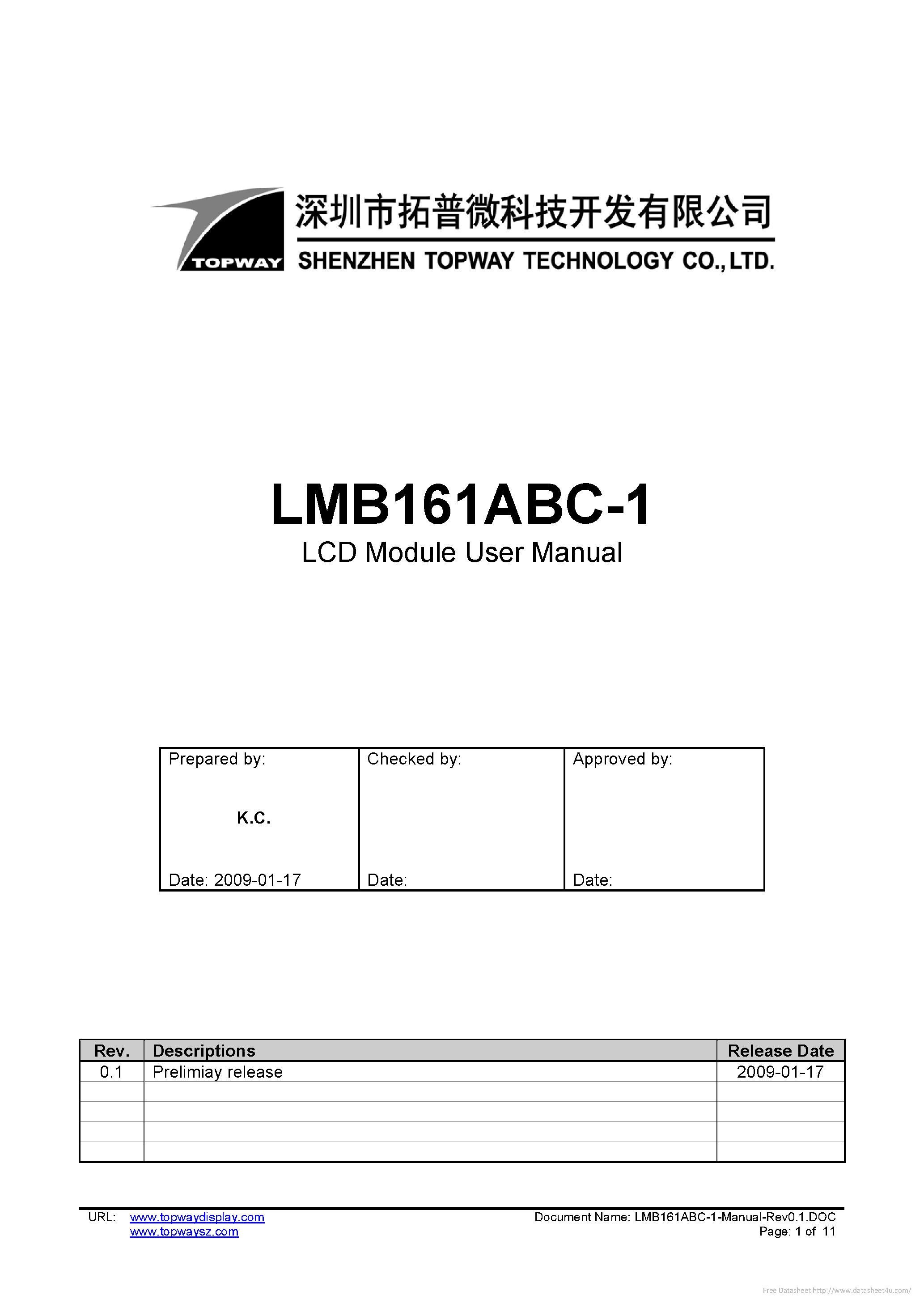 Datasheet LMB161ABC-1 page 1 Datasheet LMB161ABC-1 - page 1