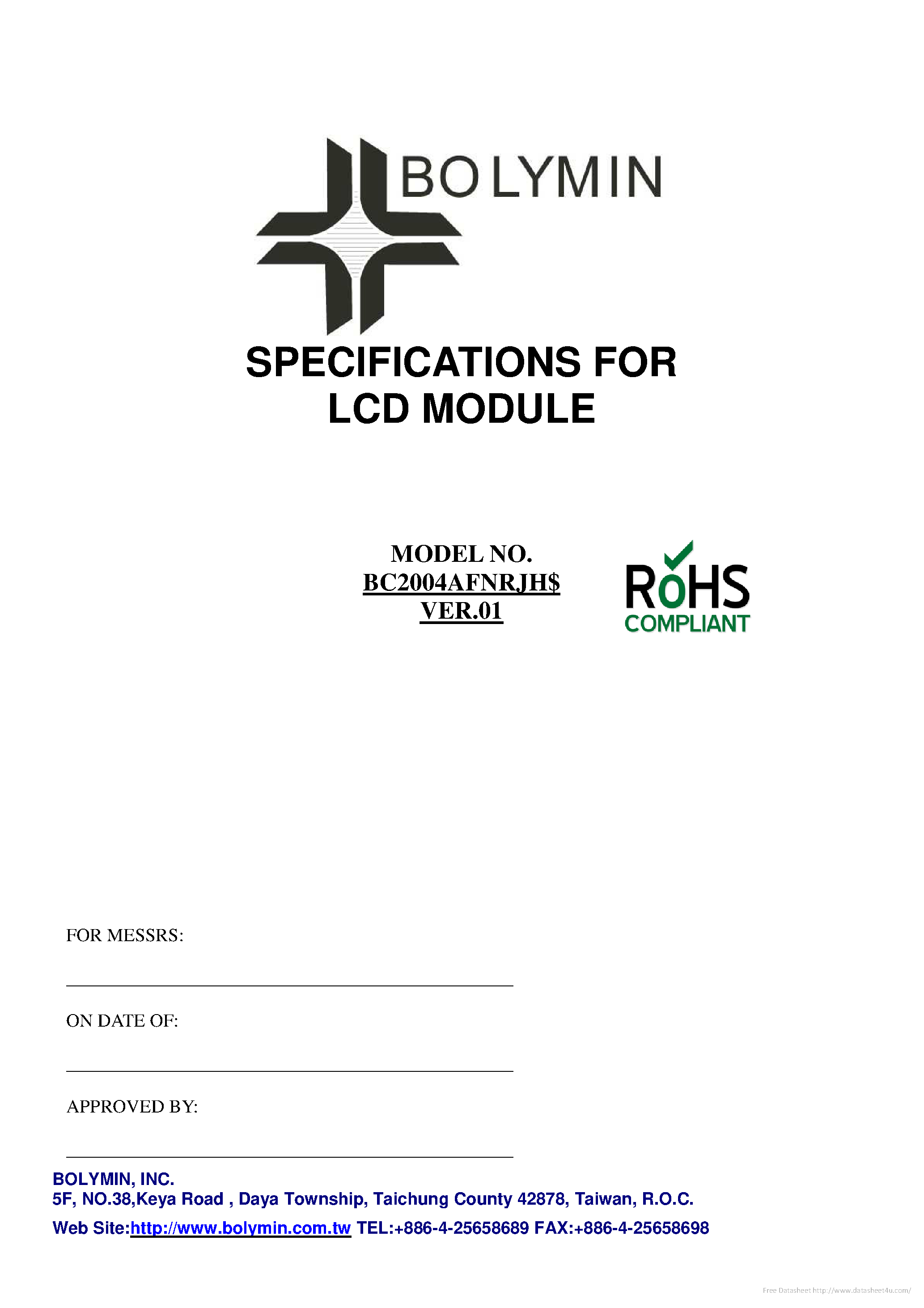 Datasheet BC2004AFNRJH - page 1