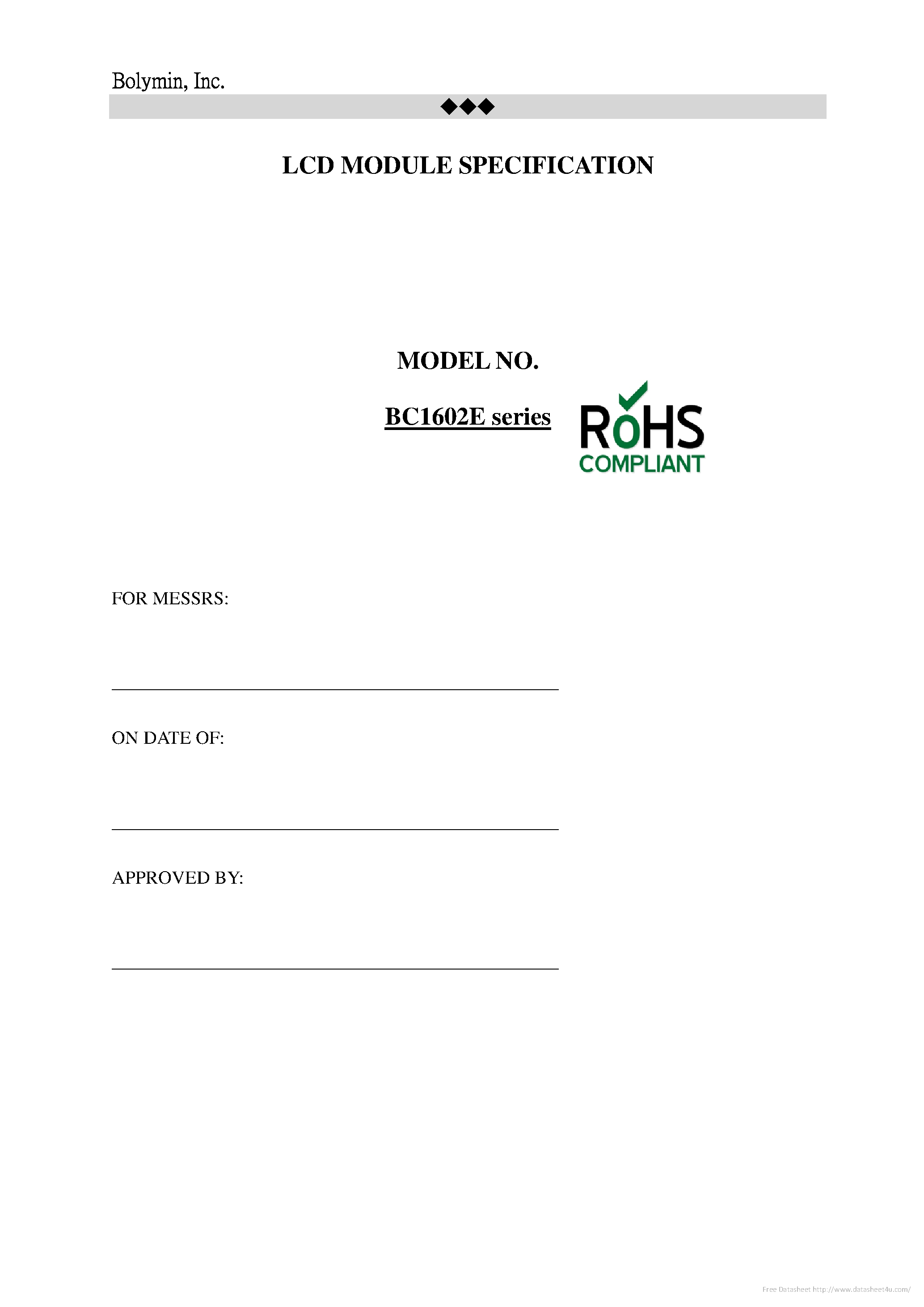 Даташит на микросхему BC1602E страница 1 Даташит BC1602E - страница 1