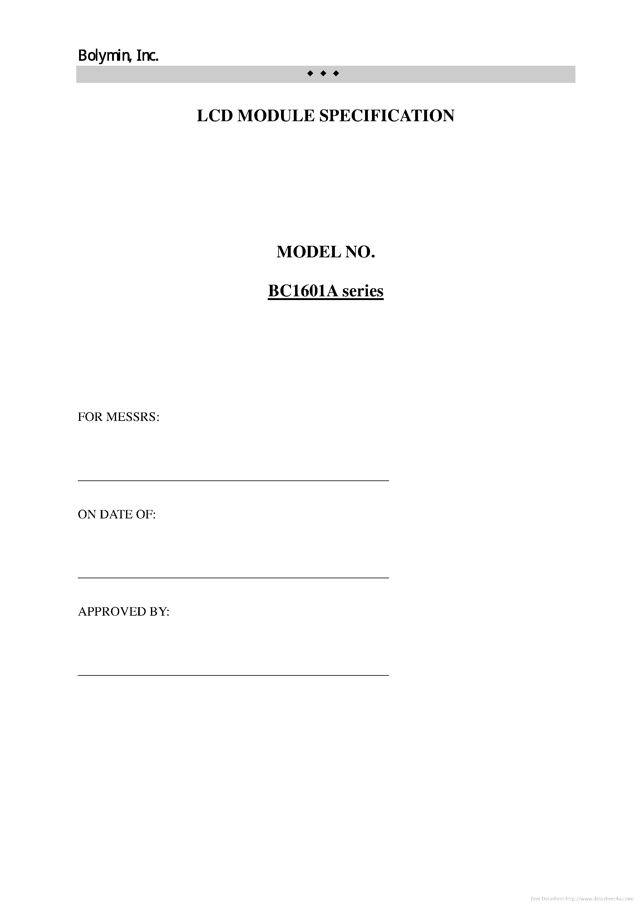 Datasheet BC1601A - page 1