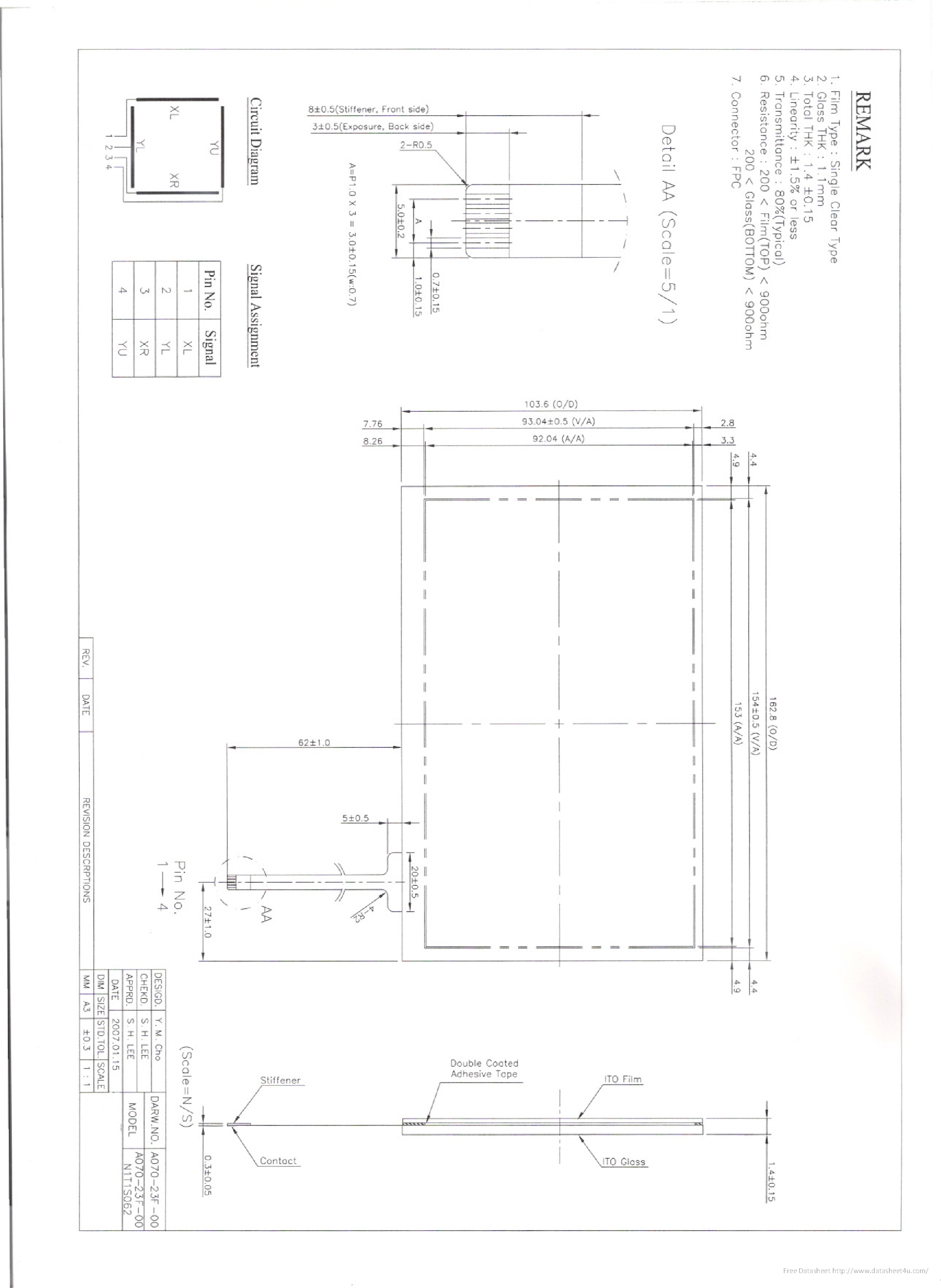 Datasheet TP070W-A - page 1
