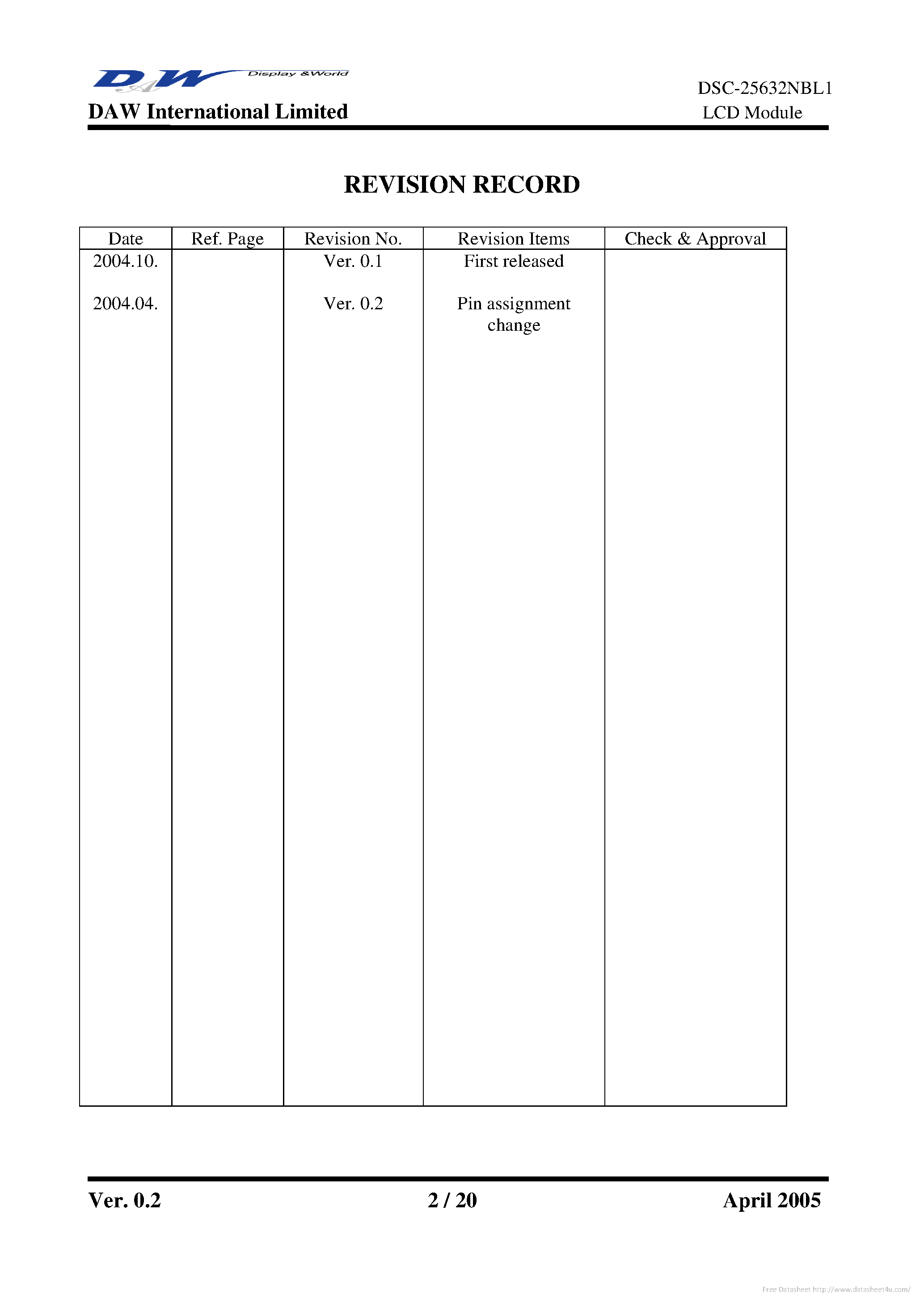 Datasheet DSC-25632NBL1 page 2 Datasheet DSC-25632NBL1 - page 2