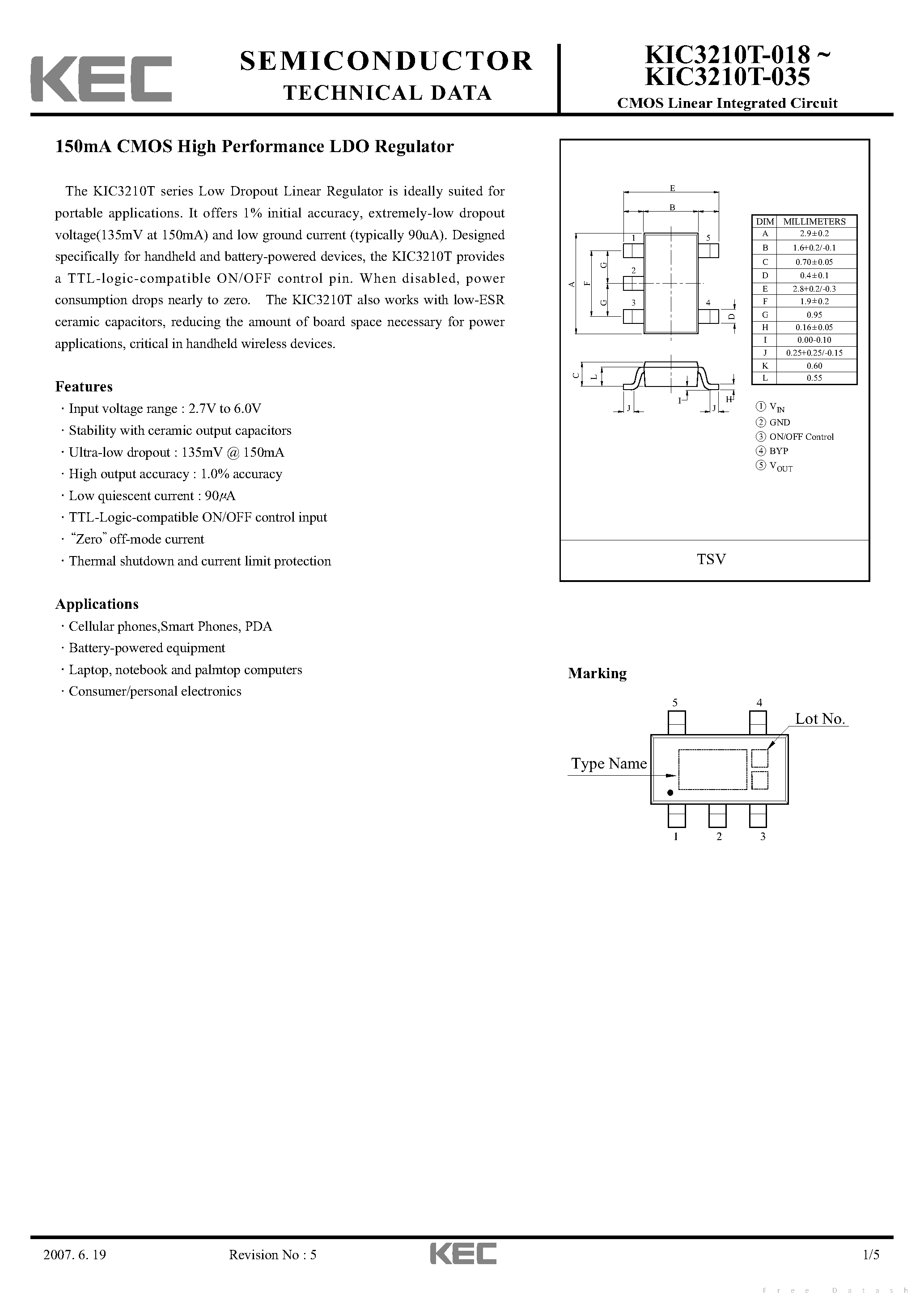 Datasheet KIC3210T-018 - page 1
