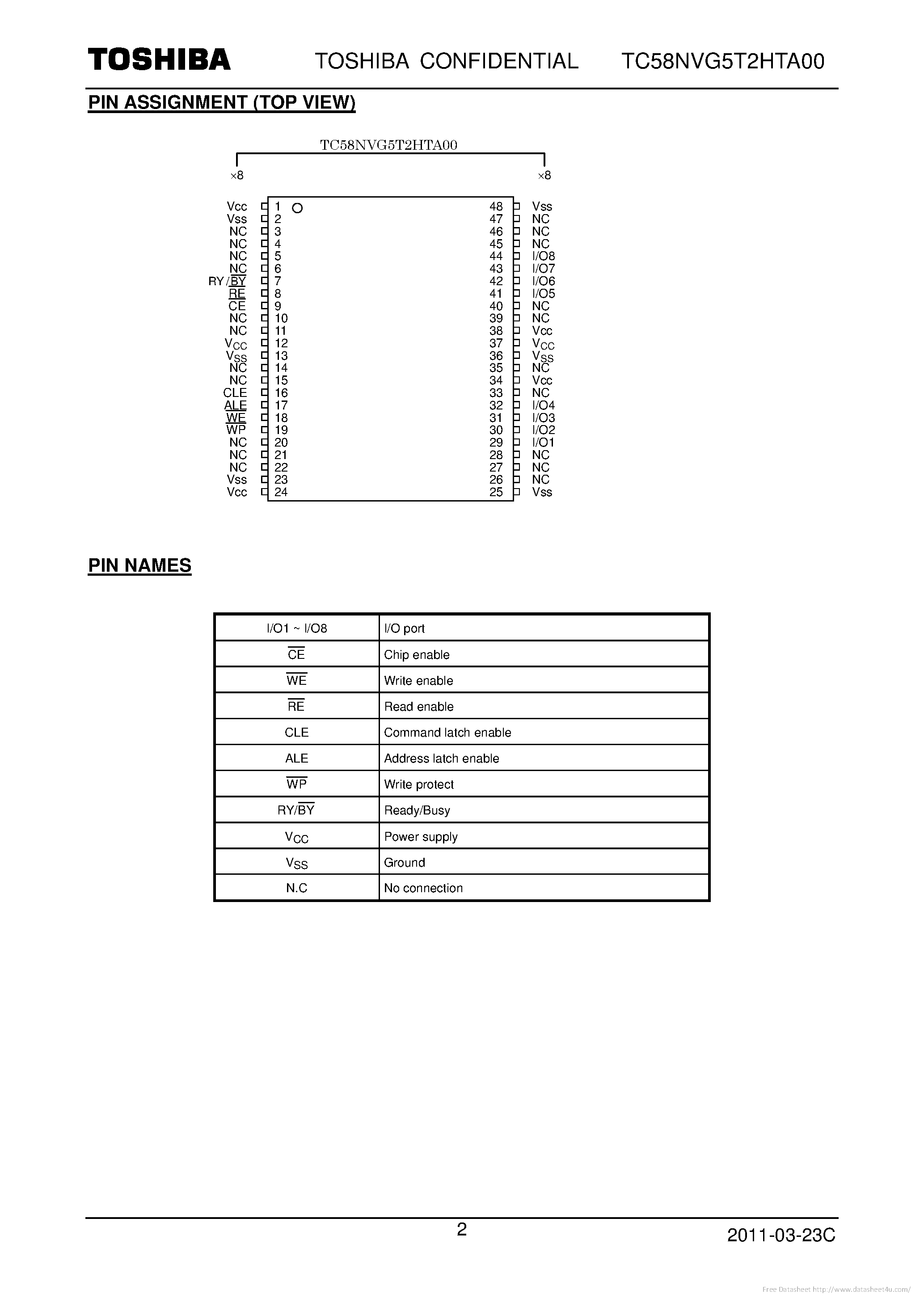 Datasheet TC58NVG5T2HTA00 - page 2