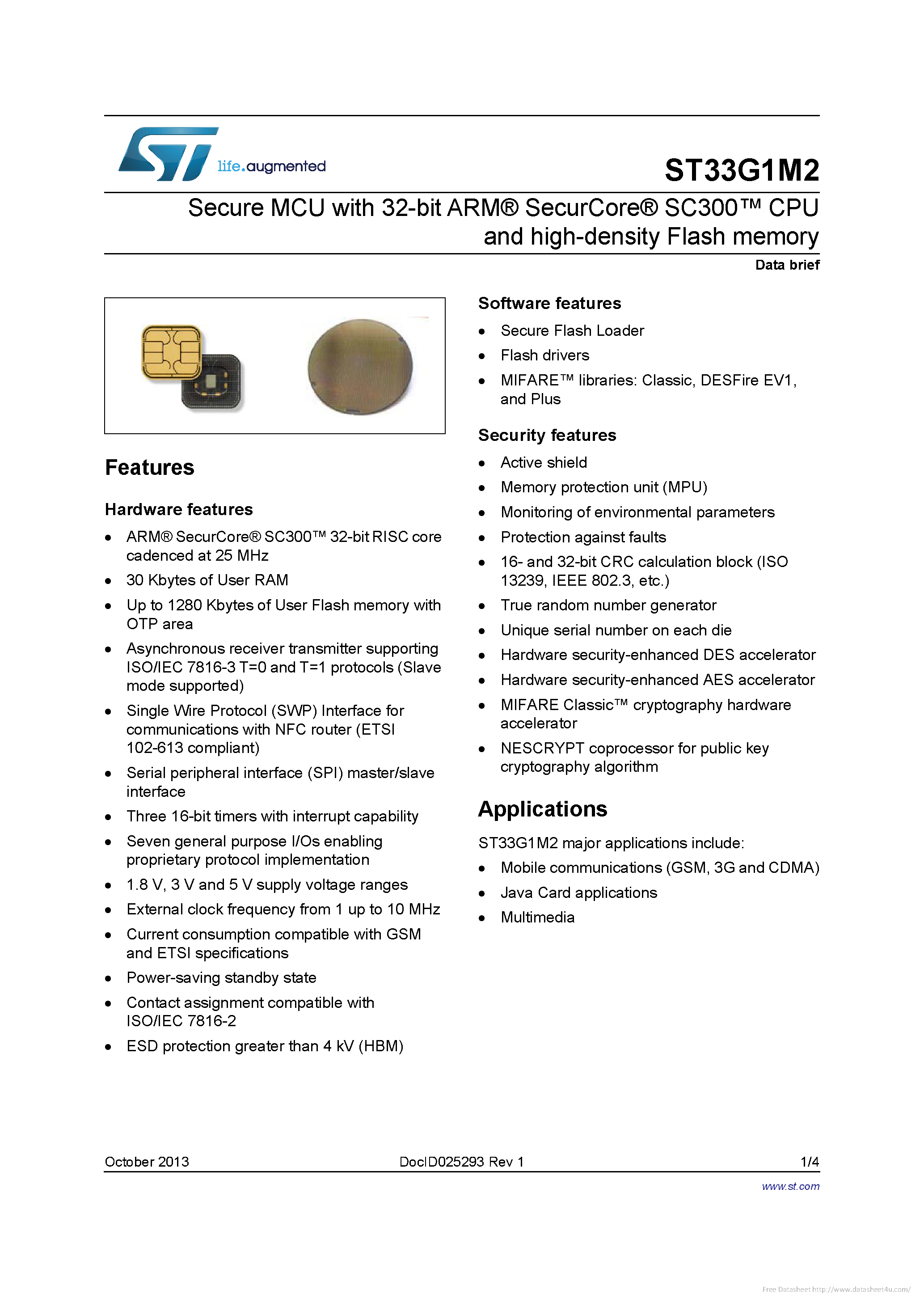 Datasheet ST33G1M2 page 1 Datasheet ST33G1M2 - page 1