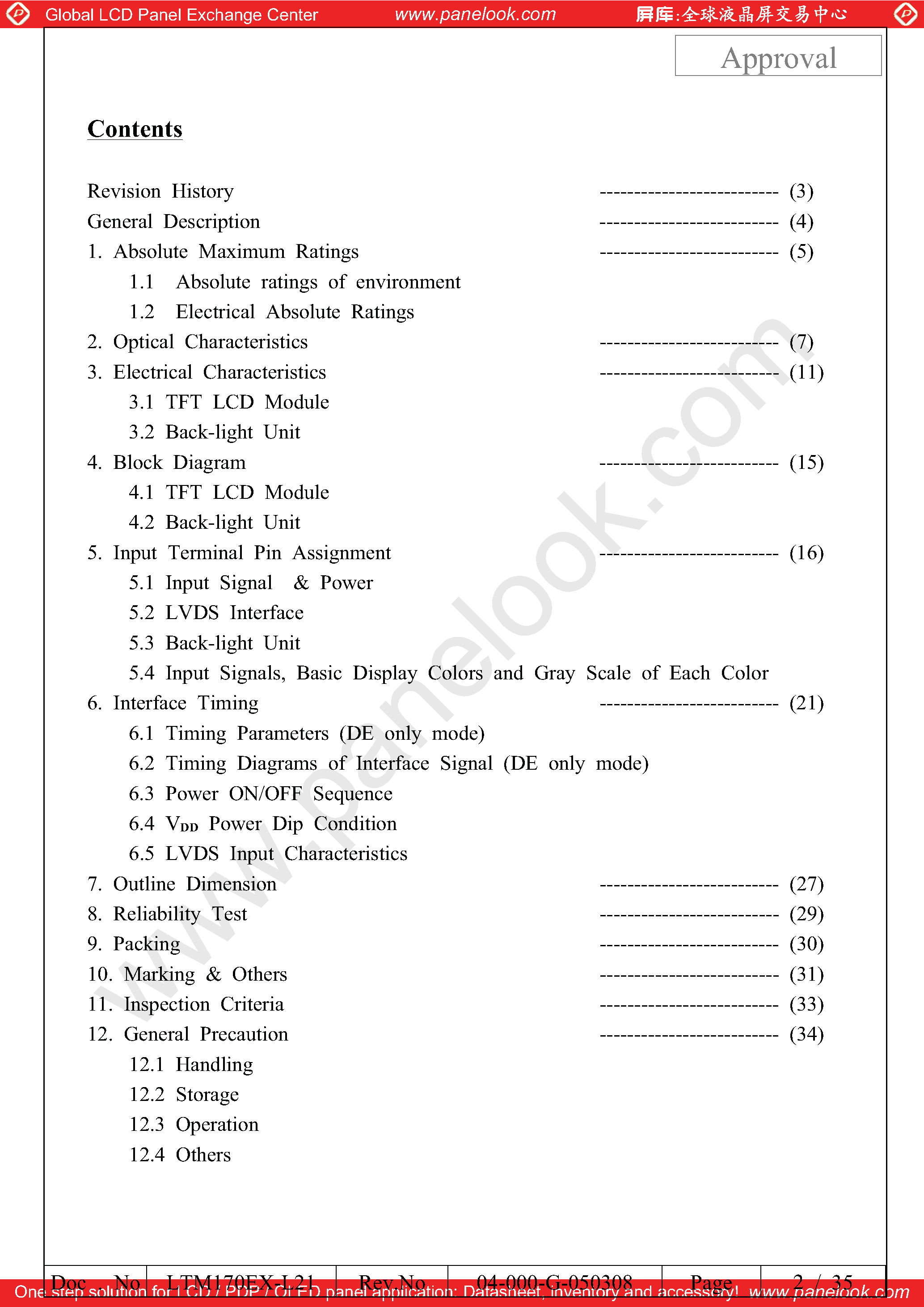 Datasheet LTM170EX-L21 - page 2