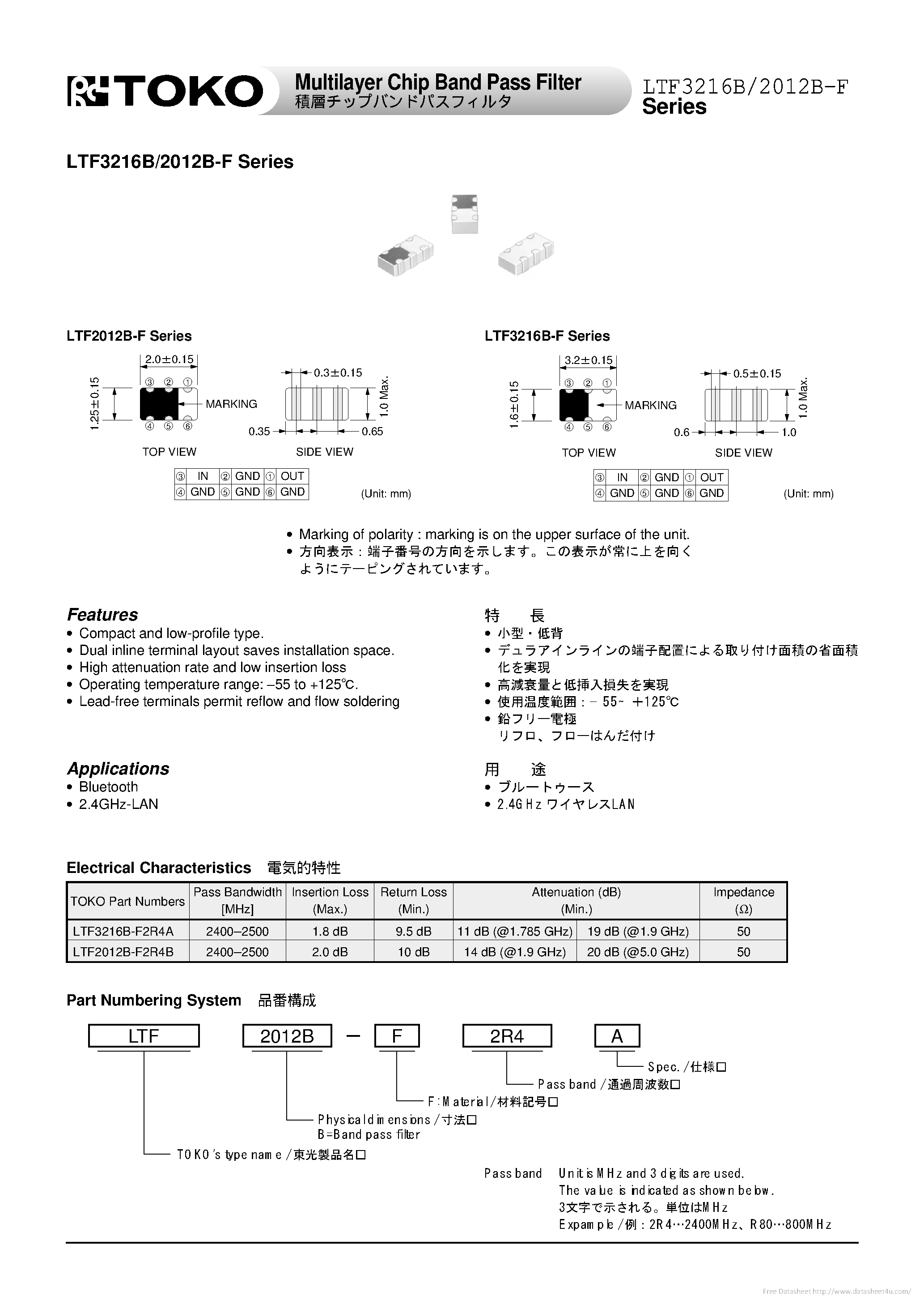 Datasheet LTF2012B-F - page 1