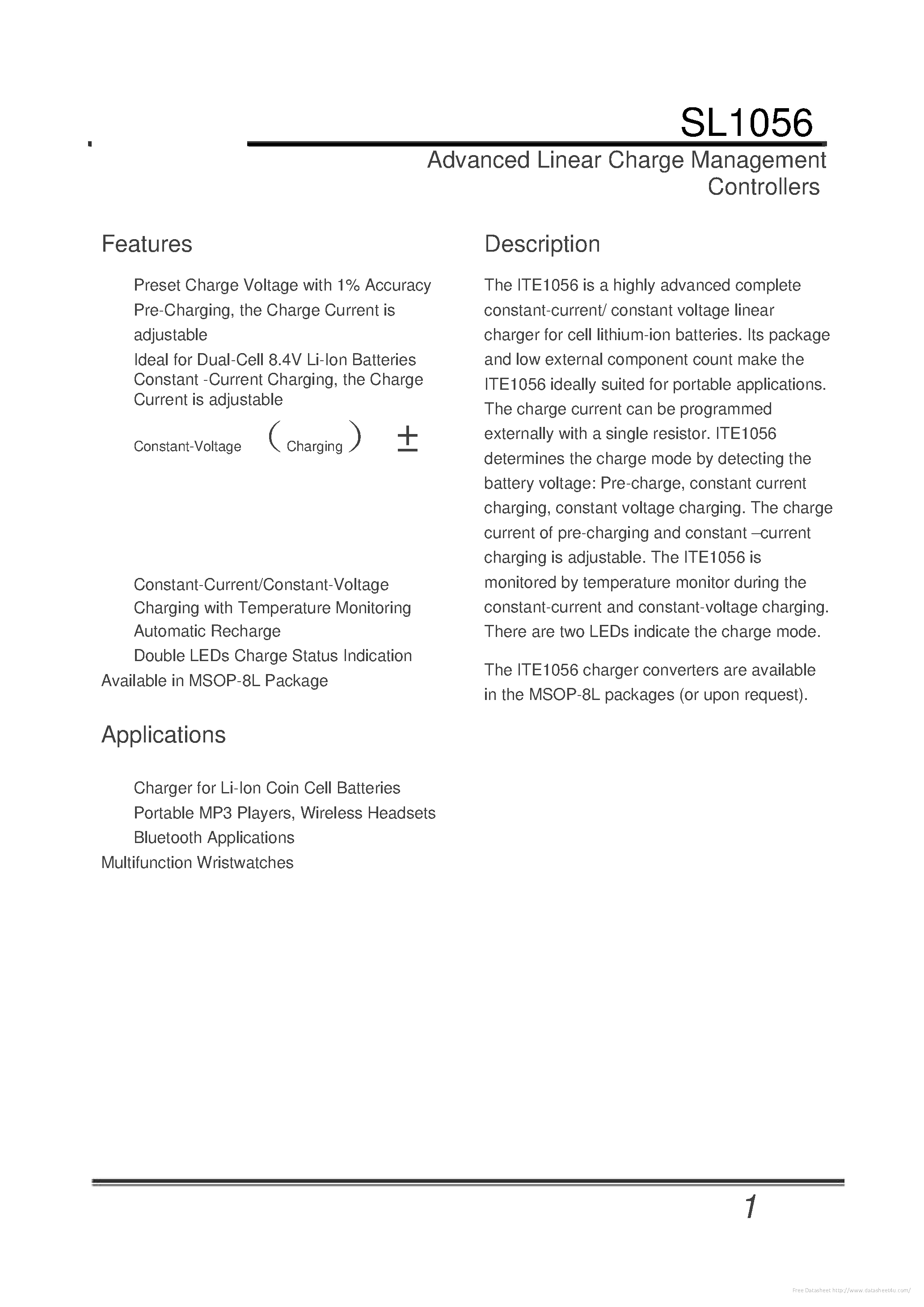 Datasheet SL1056 - page 1