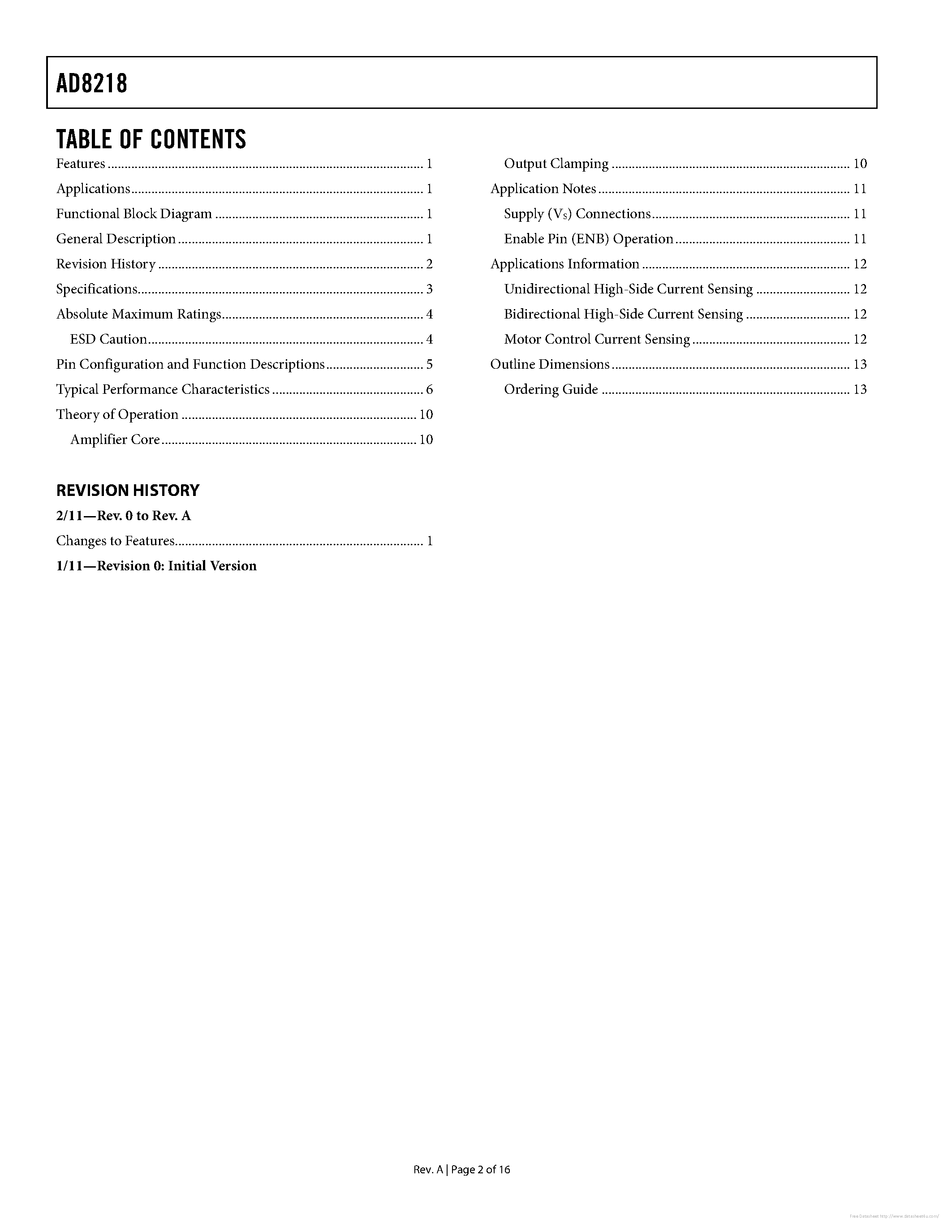 Datasheet AD8218 - page 2