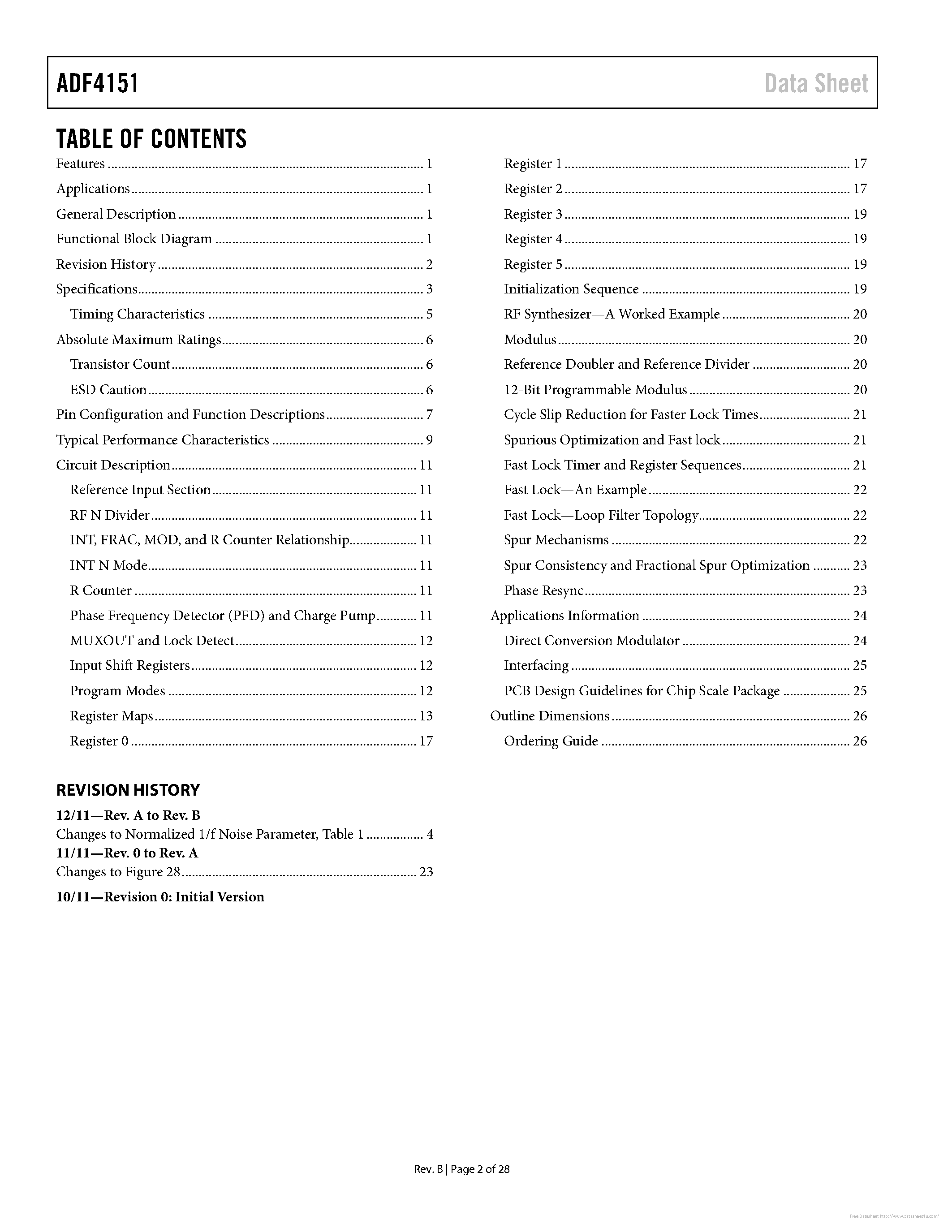 Datasheet ADF4151 - page 2