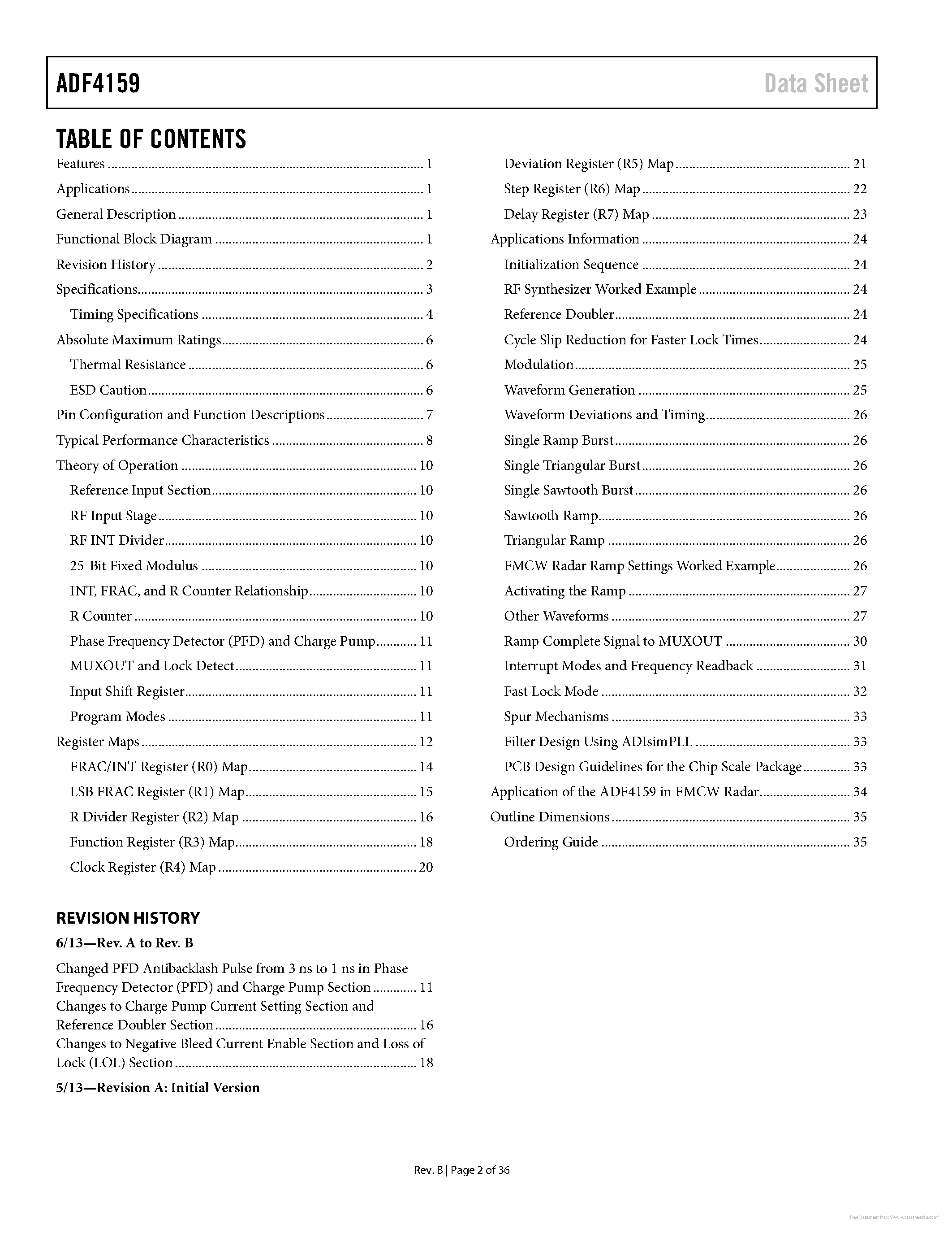 Datasheet ADF4159 - page 2