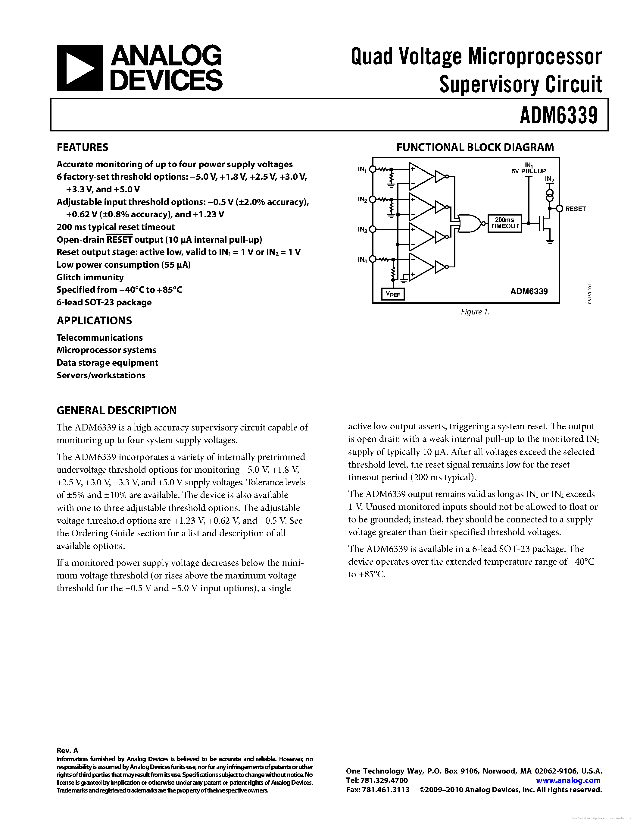 Даташит ADM6339 - страница 1